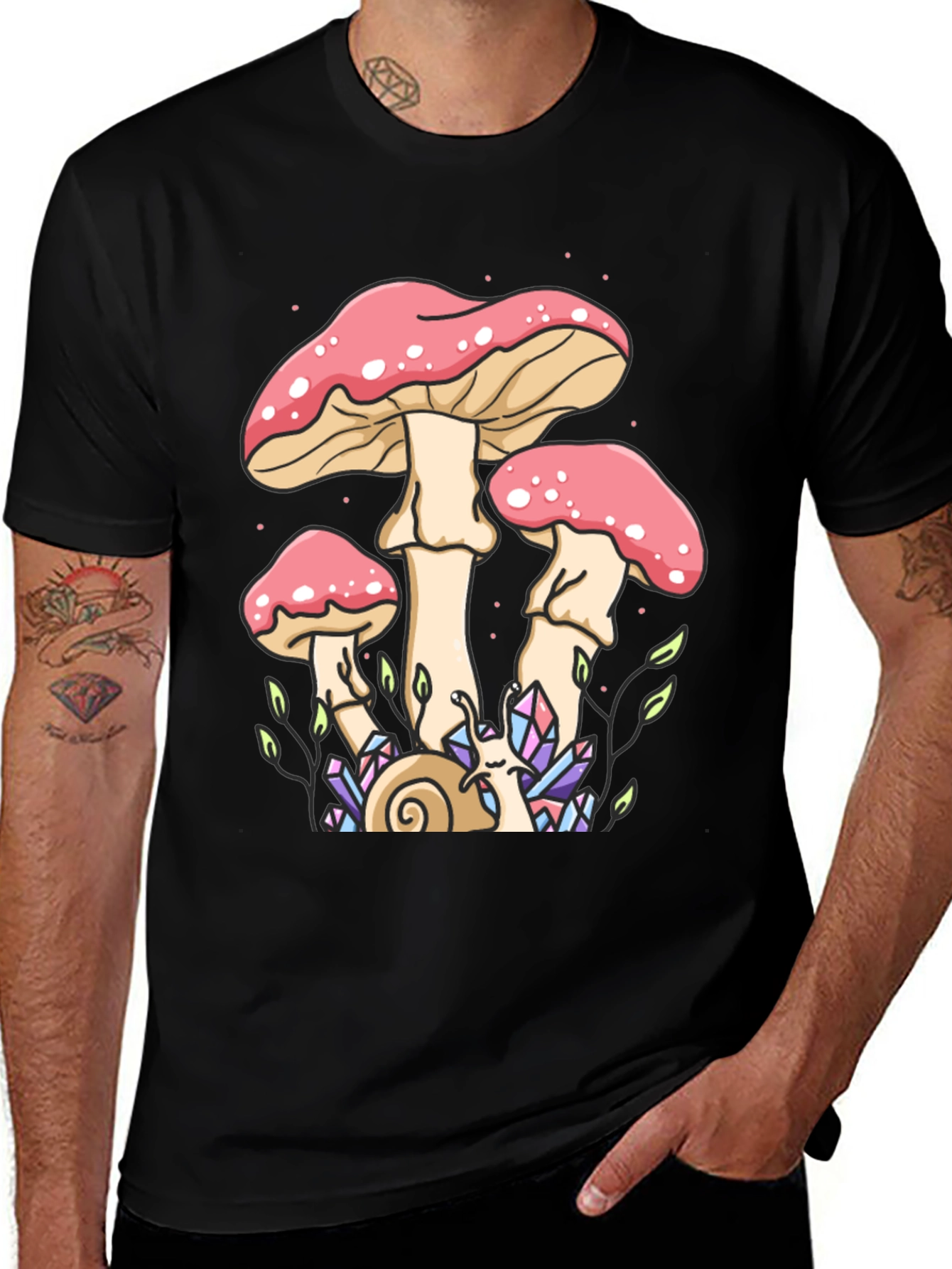 Variant 15 of Mystical Mushroom Graphic Tee - Black
