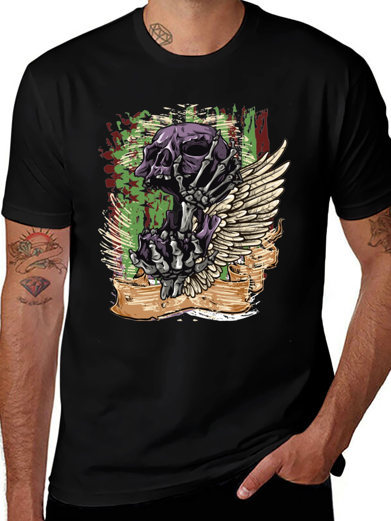 Variant 24 of Skull and Wing Graphic T-Shirt - Bold Design