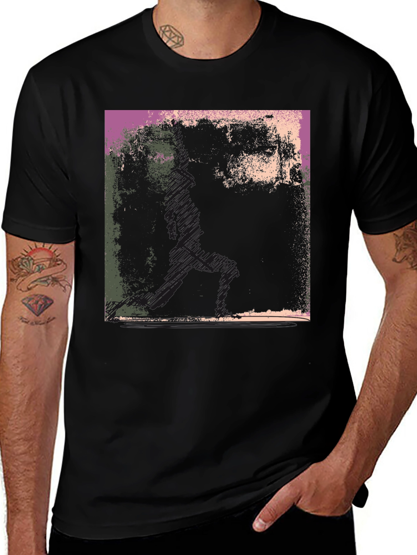 Variant 3 of Abstract Graphic Print Black T-Shirt