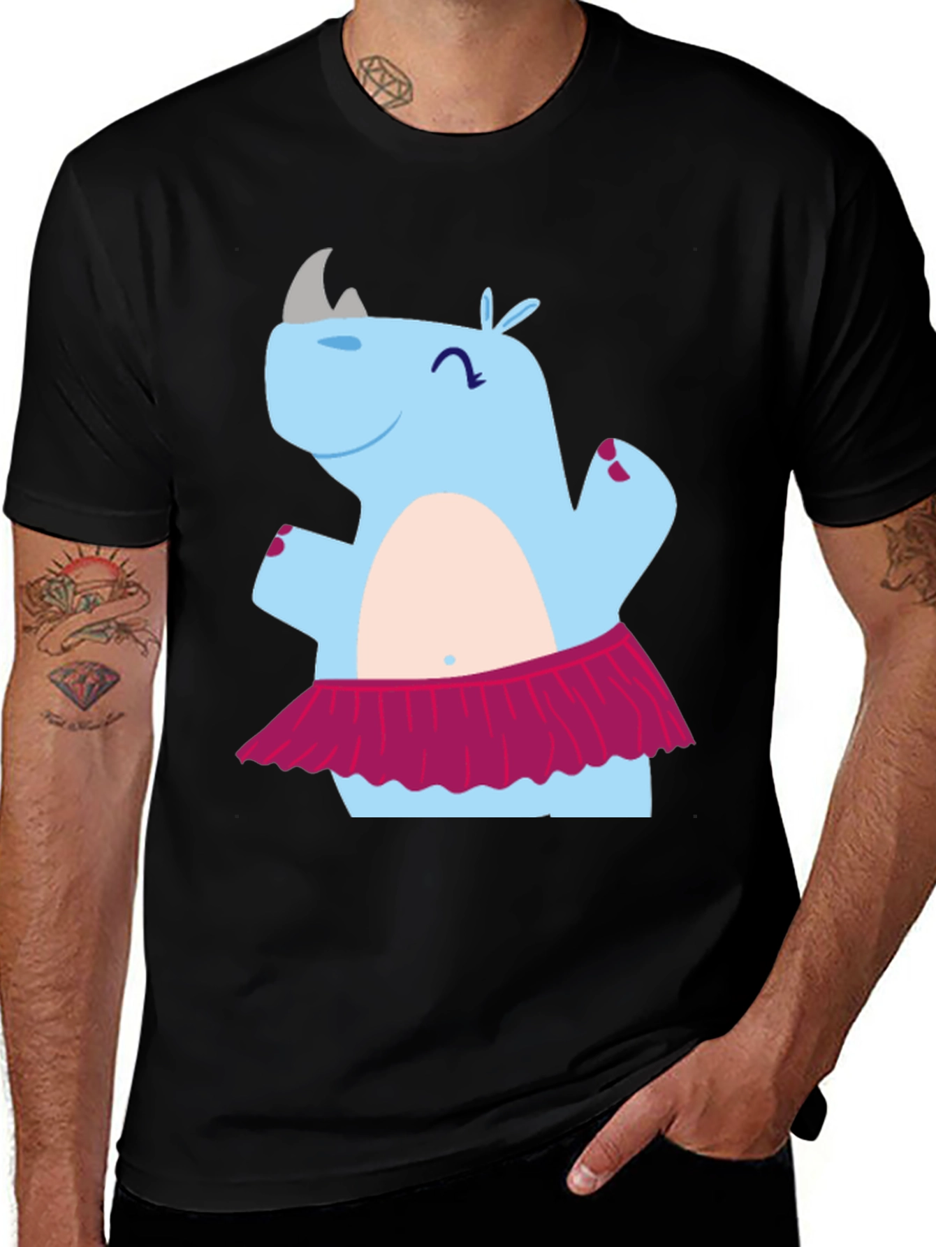 Variant 20 of Dancing Rhino T-Shirt - Cute Cartoon Tee