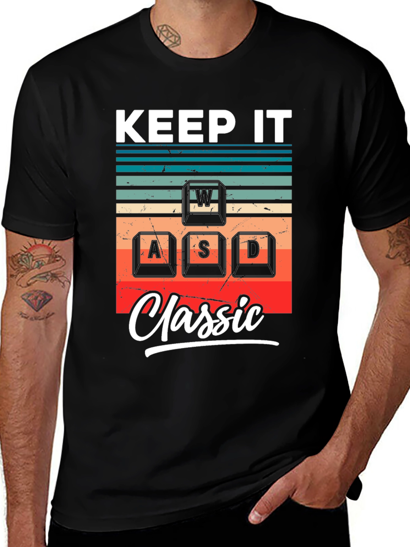 Variant 8 of Keep It Classic Gaming T-Shirt - WASD Retro Design