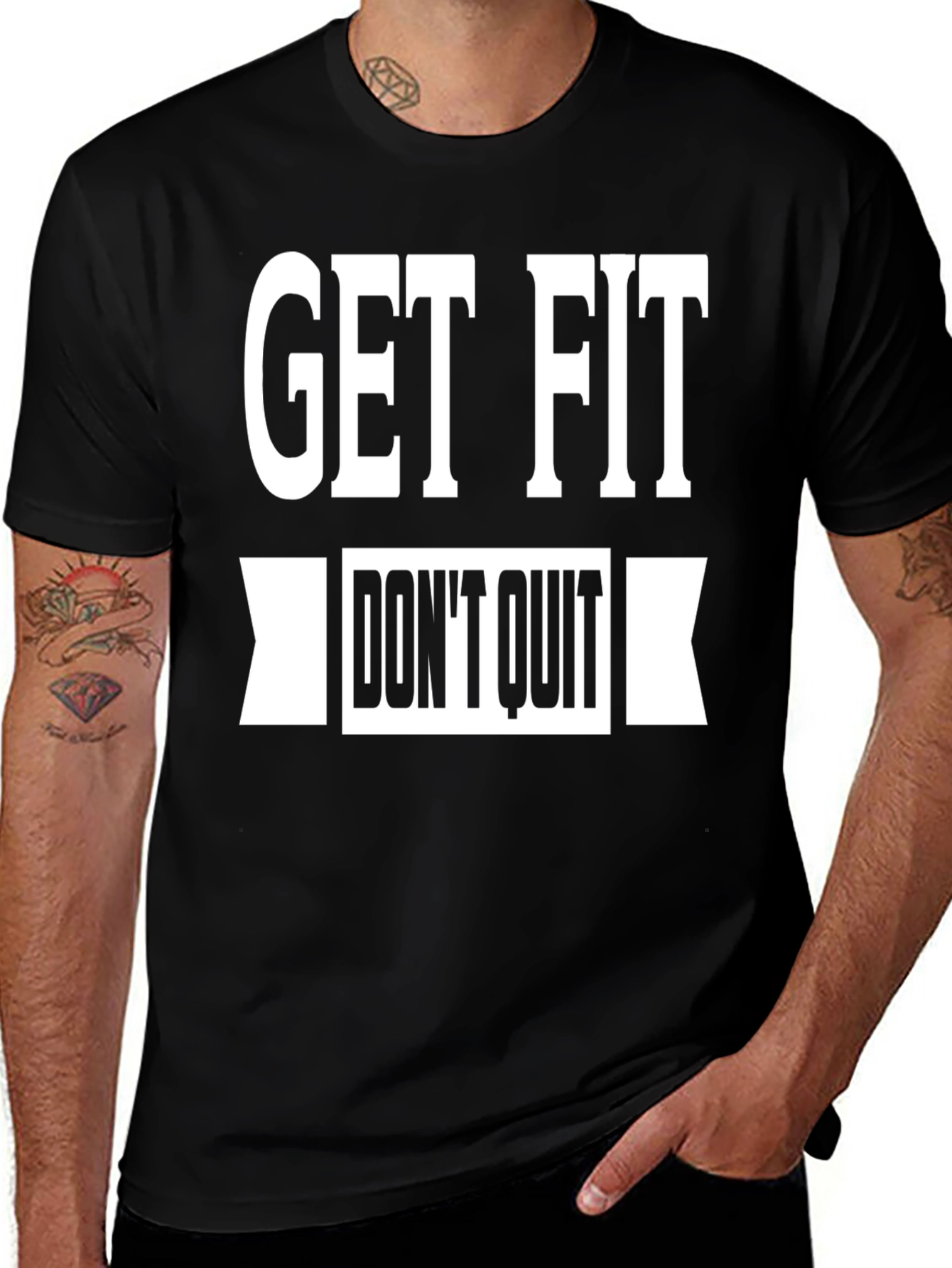 Variant 6 of Get Fit Don't Quit Black Graphic Tee