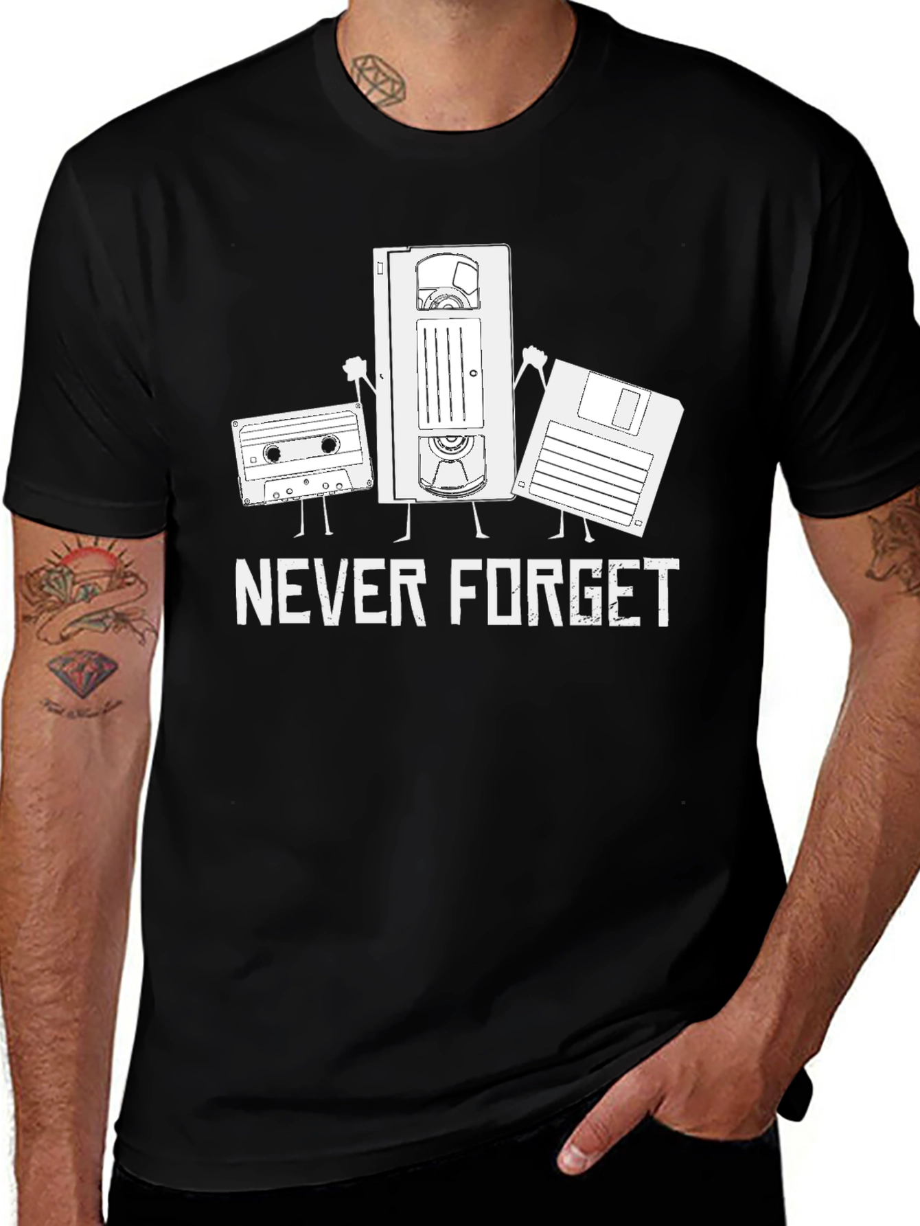 Retro Tech 'Never Forget' Black Graphic Tee