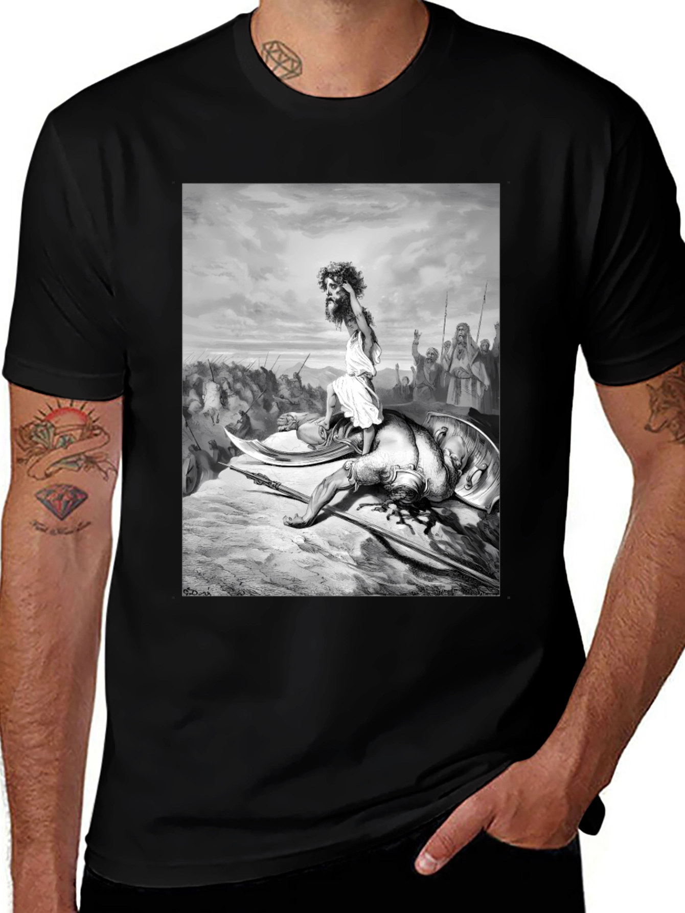 Variant 5 of David and Goliath Graphic Tee - Black Cotton Blend