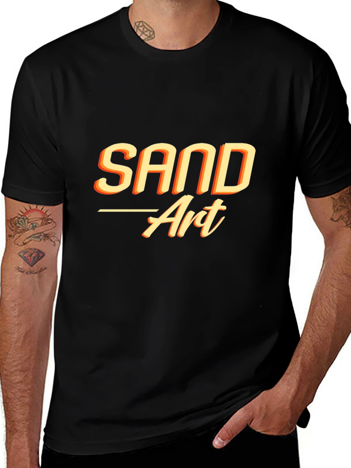 Variant 8 of Sand Art Graphic T-Shirt - Casual Black Tee