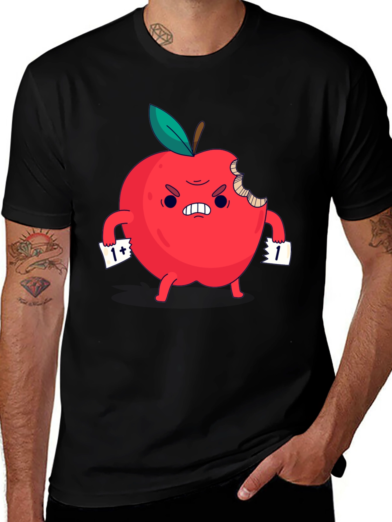 Variant 16 of Angry Bitten Apple Cartoon Graphic T-Shirt