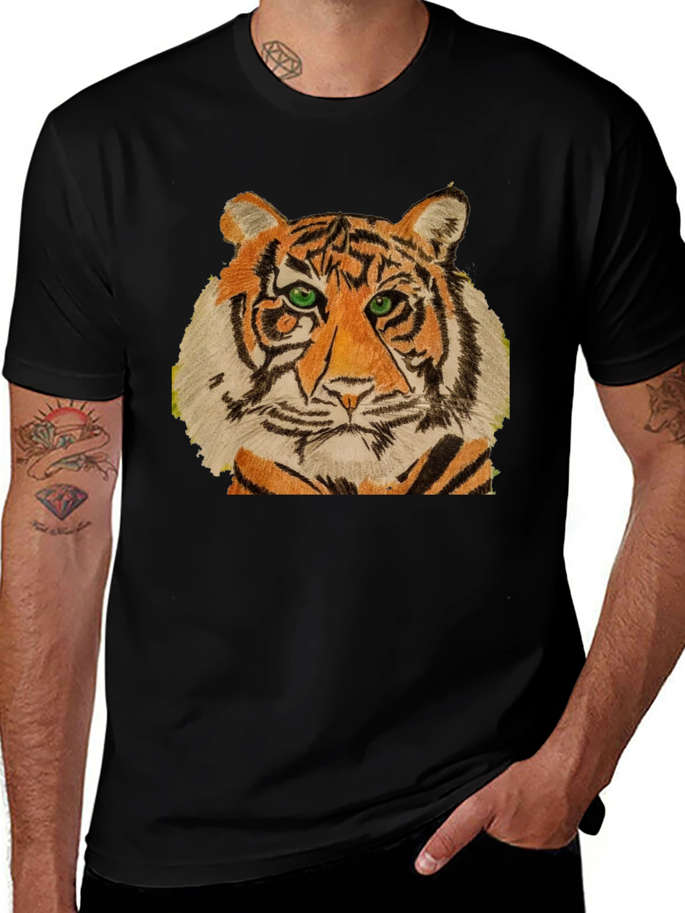 Variant 10 of Tiger Graphic Tee - Men's Black T-Shirt