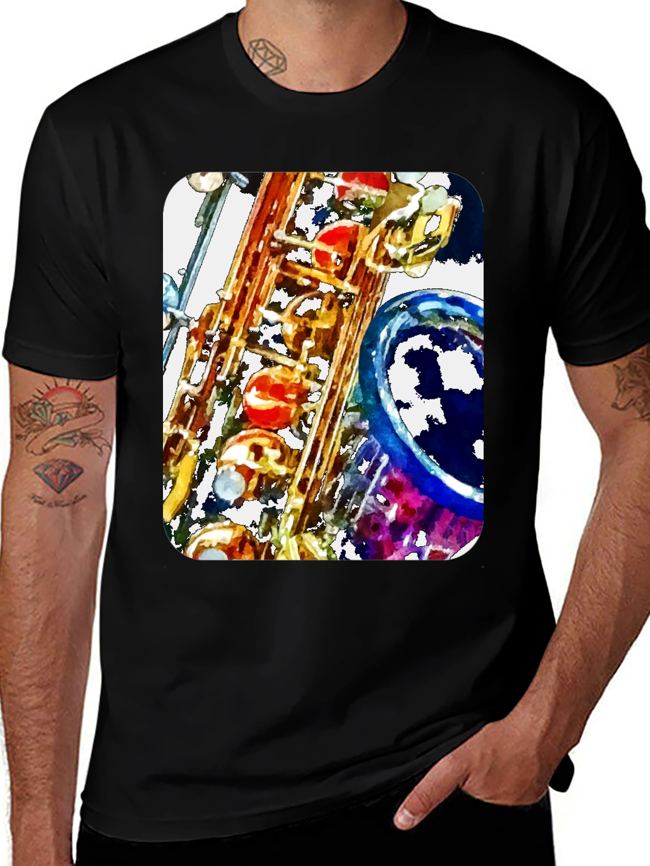 Variant 9 of Saxophone Art Print Graphic Tee