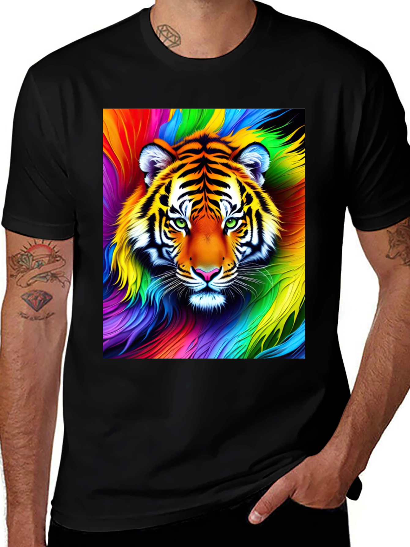 Variant 13 of Rainbow Tiger Graphic Tee - Vibrant Unisex Shirt