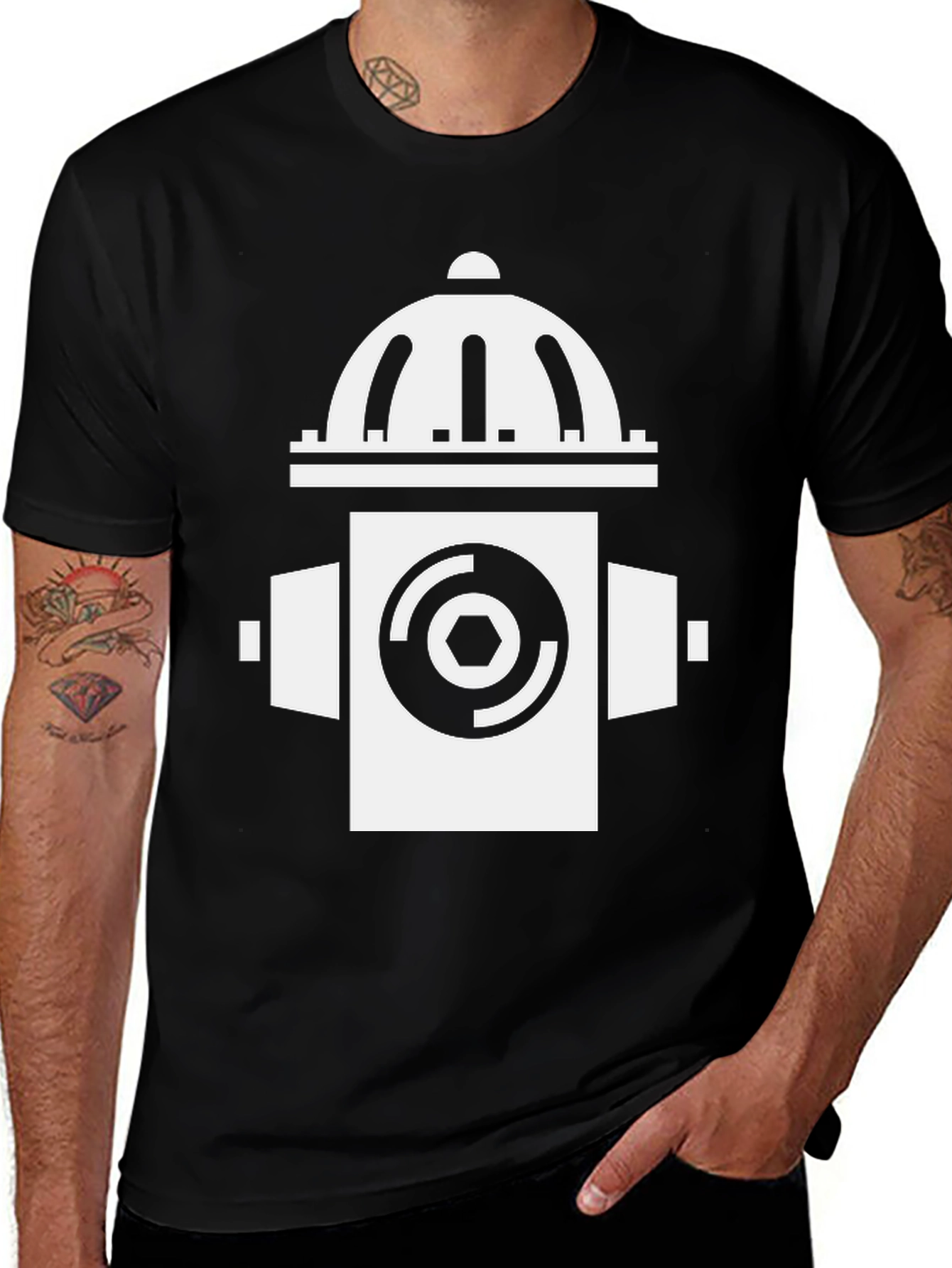 Variant 12 of Fire Hydrant Graphic Tee - Black Unisex T-Shirt