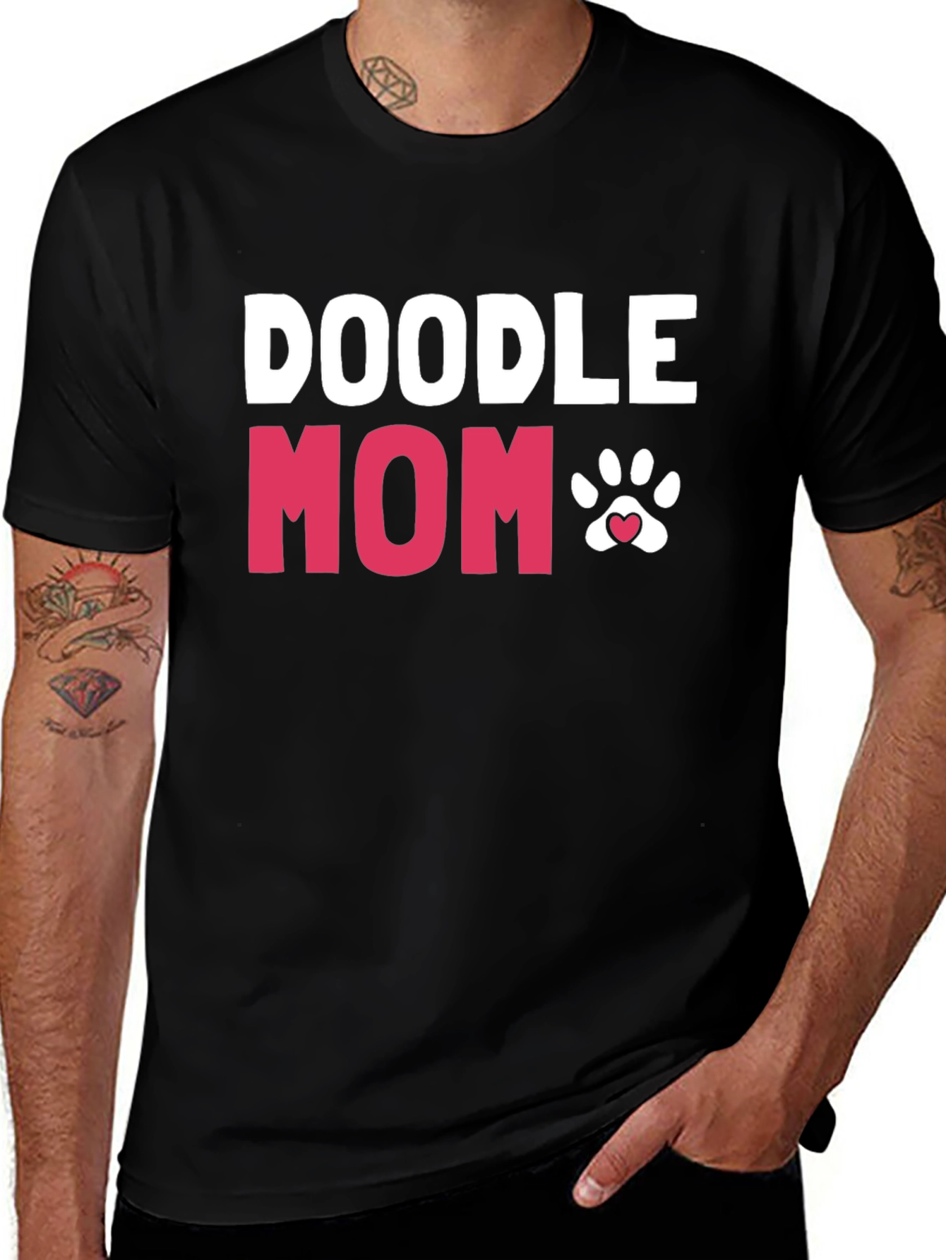 Doodle Mom T-Shirt - Cute Dog Paw Heart Tee