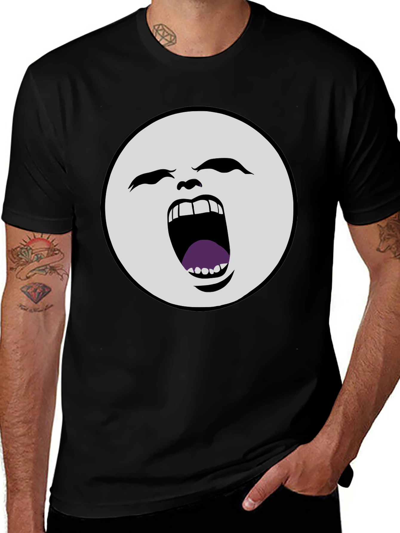 Variant 11 of Screaming Moon Face Graphic Tee
