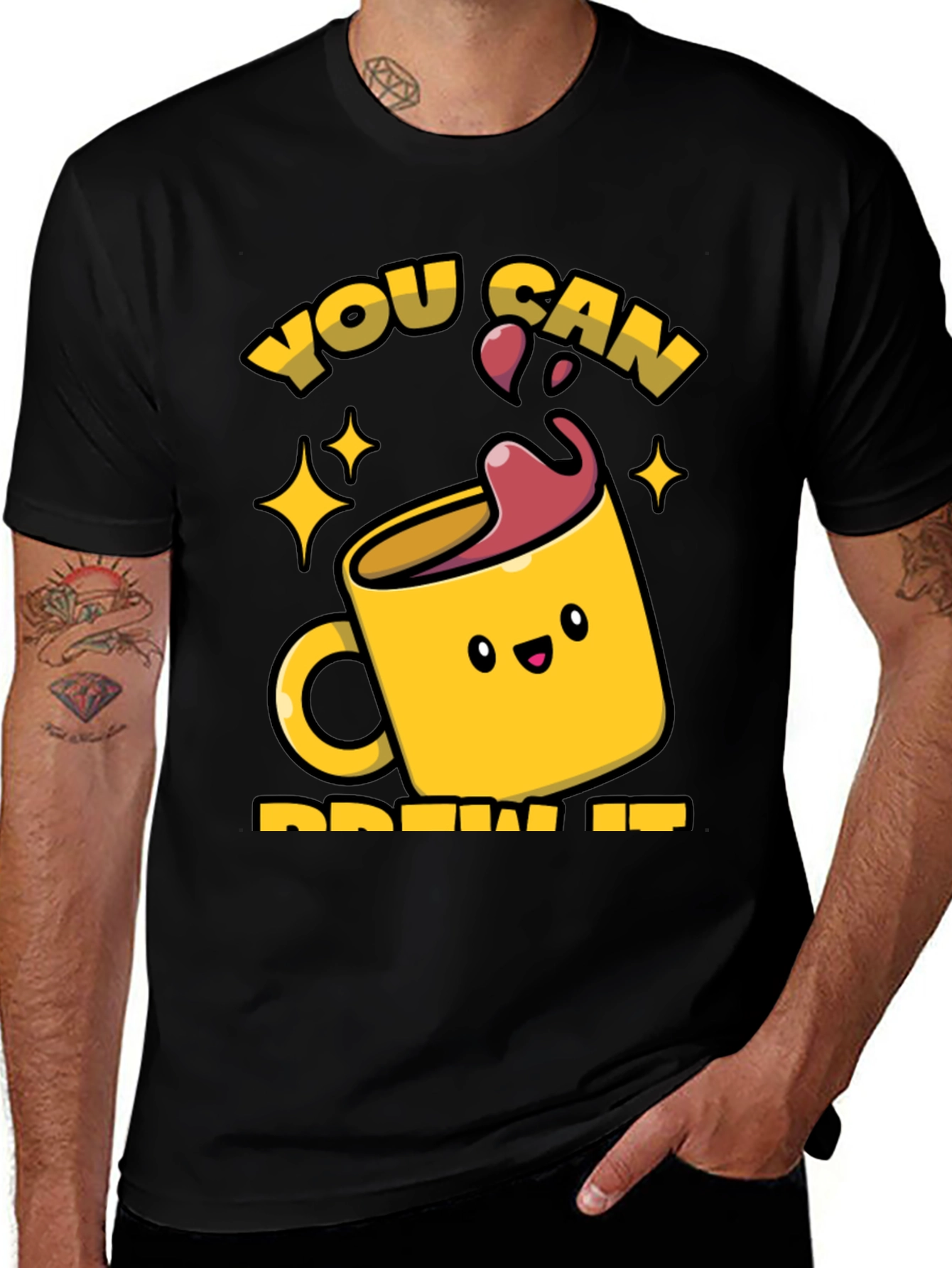 Variant 23 of Brew It! Black Graphic Tee for Coffee Lovers