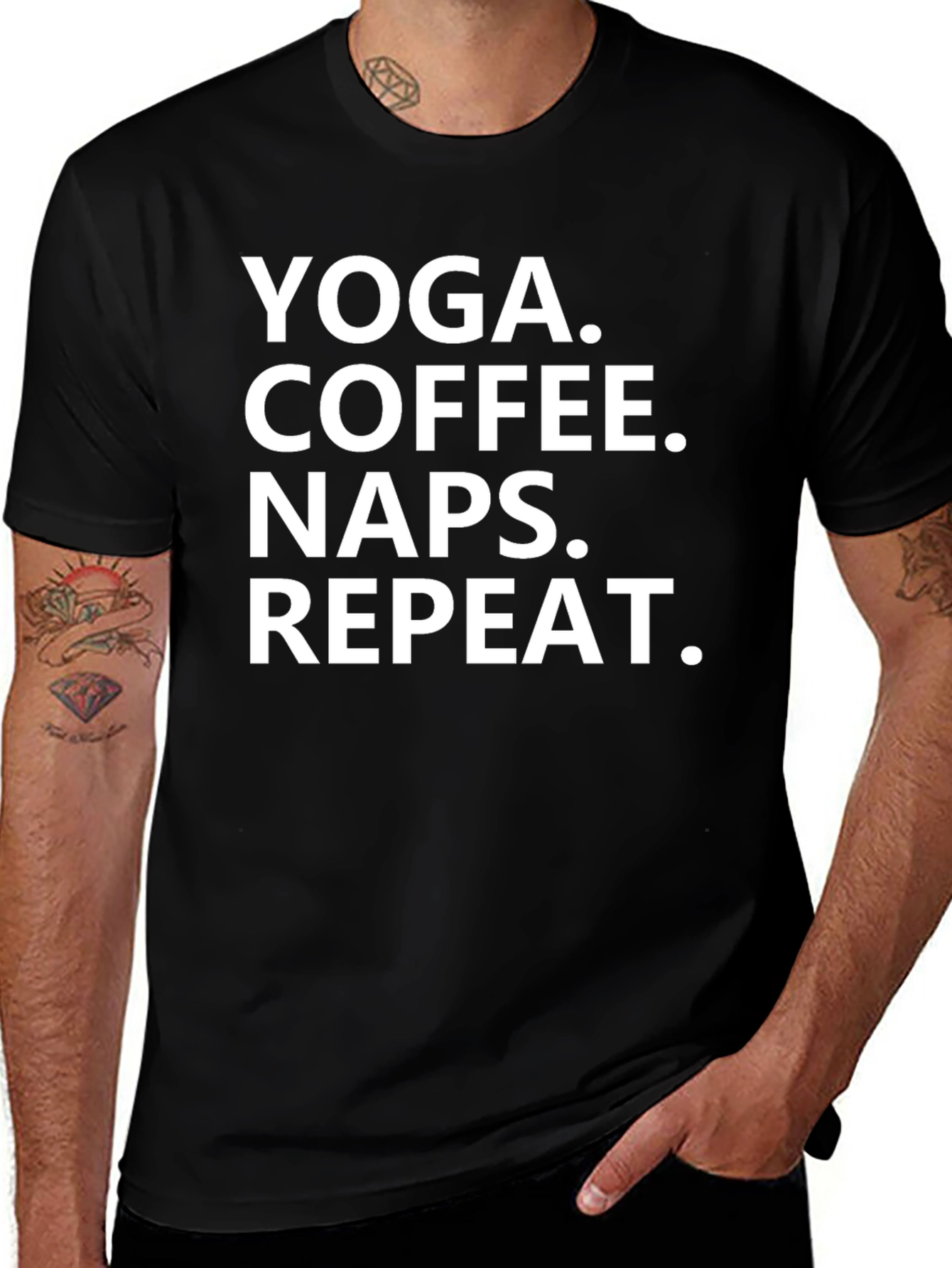 Variant 7 of Yoga Coffee Naps Repeat T-Shirt - Black Graphic Tee