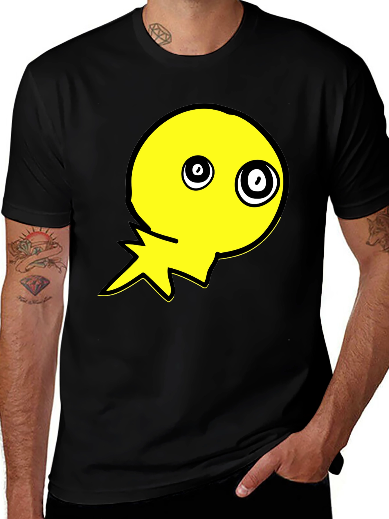 Variant 7 of Crazy Eye Yellow Graphic Black T-Shirt