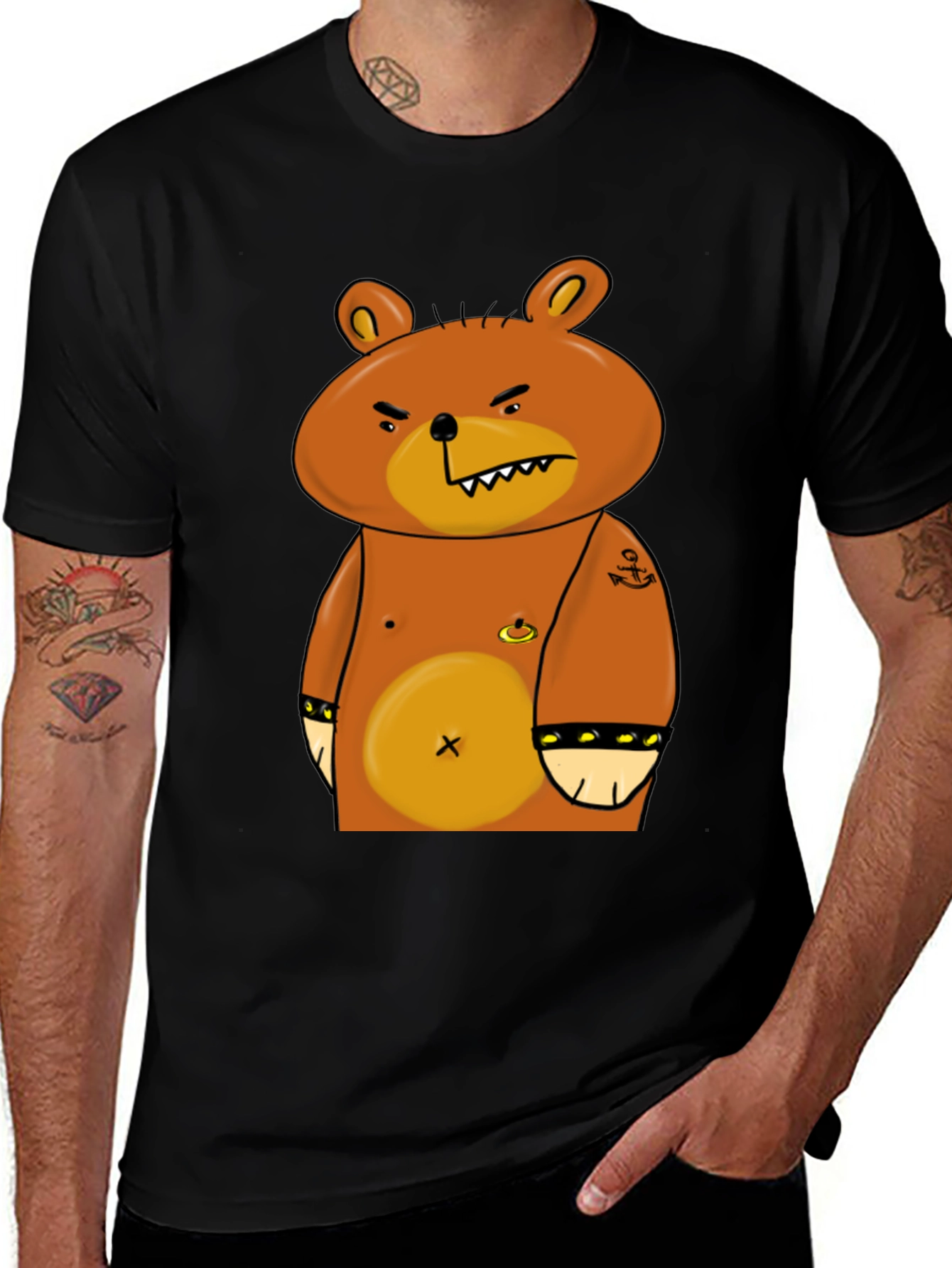 Variant 2 of Angry Cartoon Bear Graphic T-Shirt