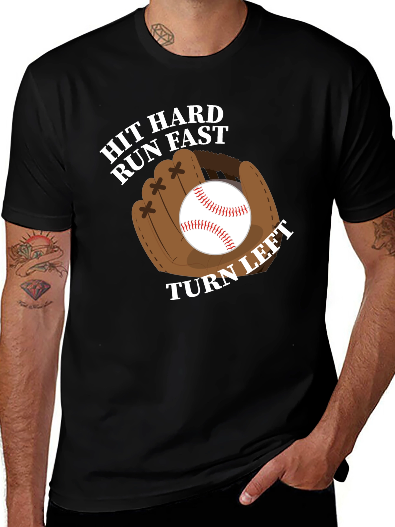 Variant 23 of Hit Hard Run Fast Baseball Graphic T-Shirt