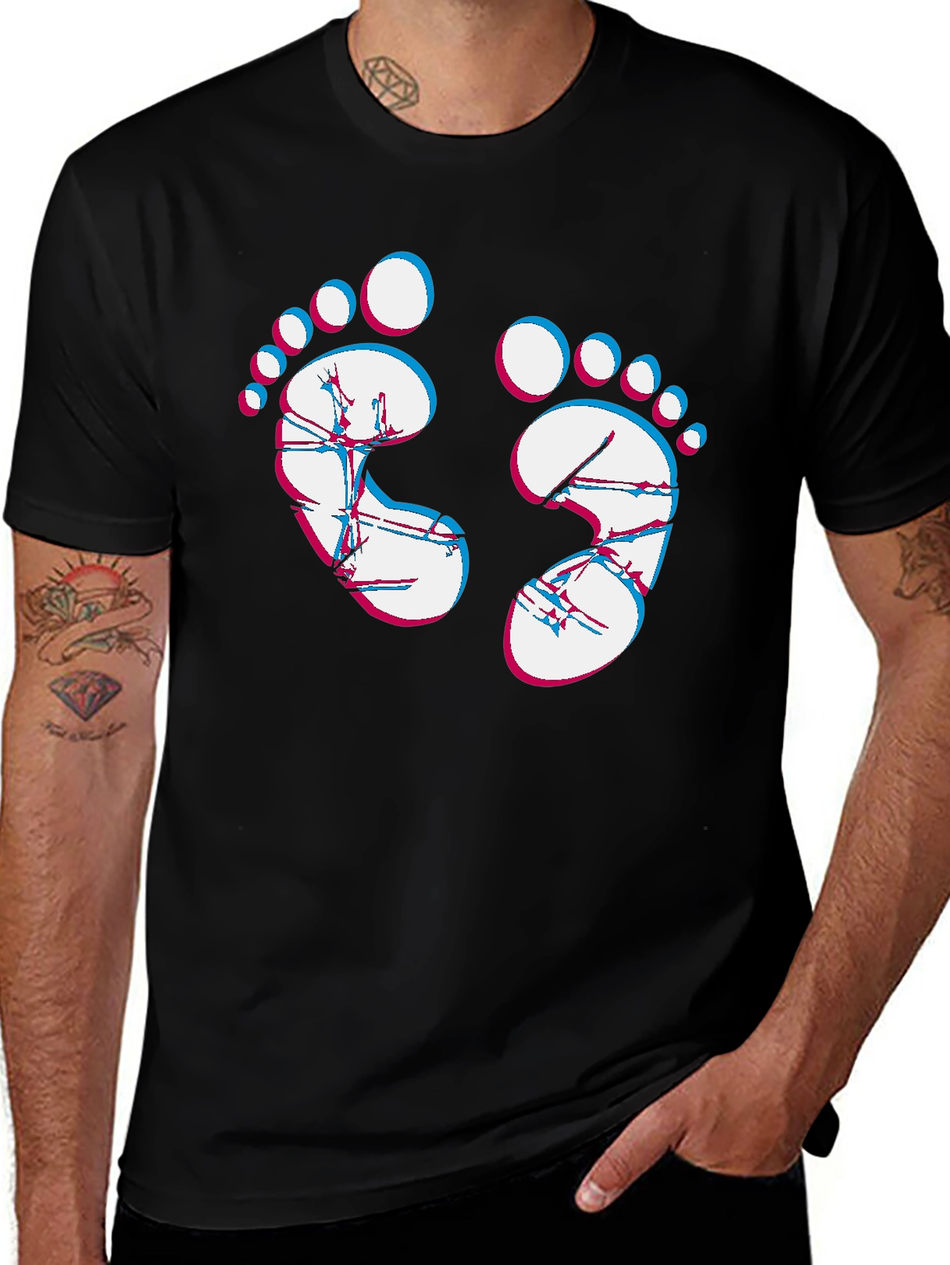 Variant 29 of Trendy Feet Graphic T-Shirt - Casual Black Tee