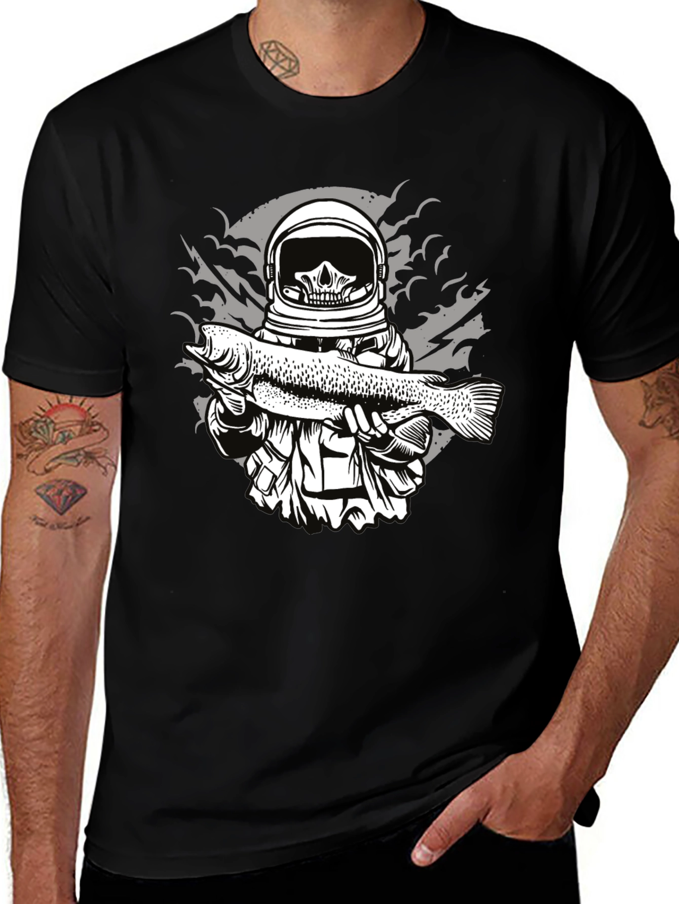 Variant 20 of Astronaut Skull Fishing T-Shirt