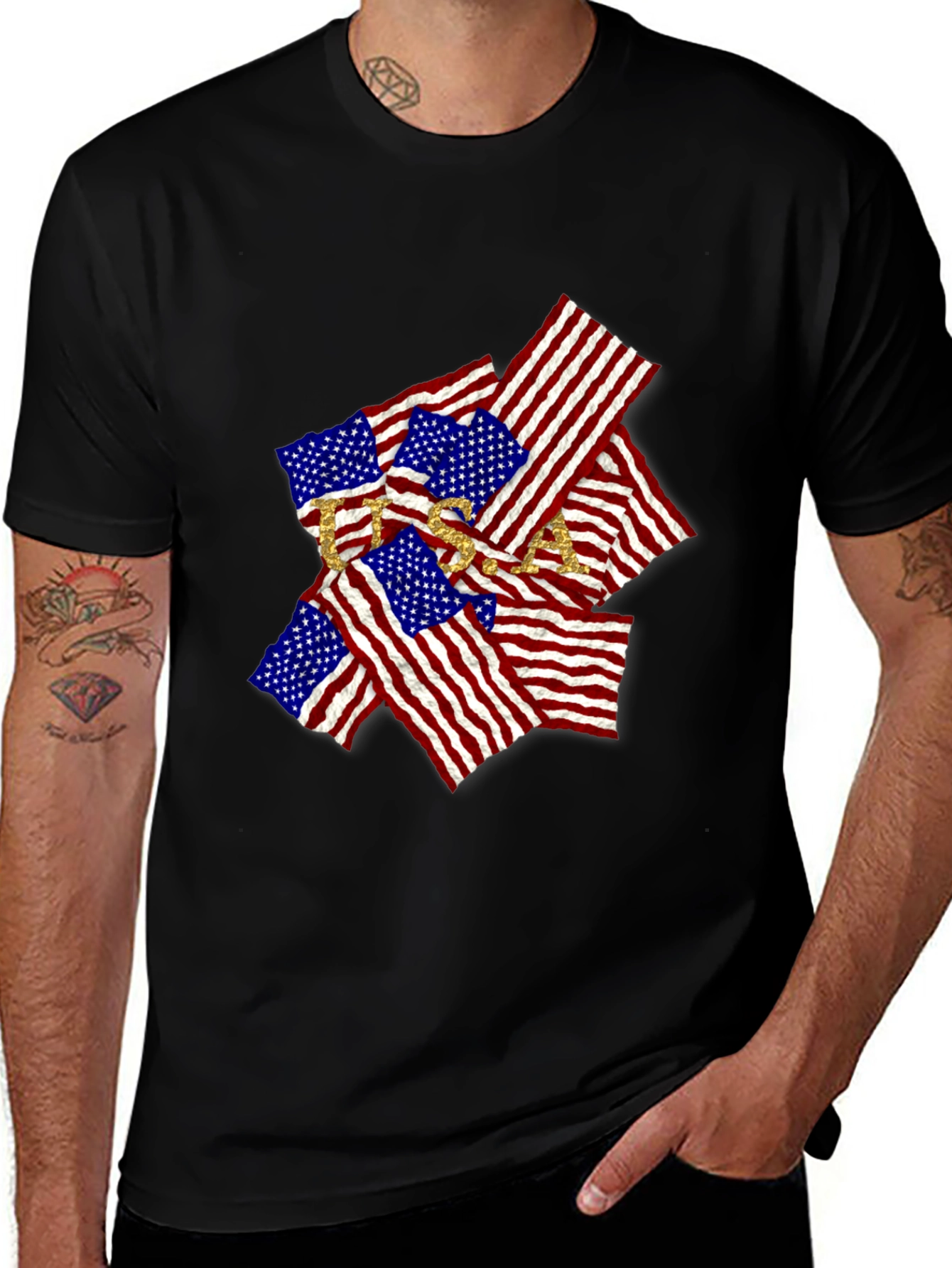 USA Flag Graphic Tee - Patriotic Style