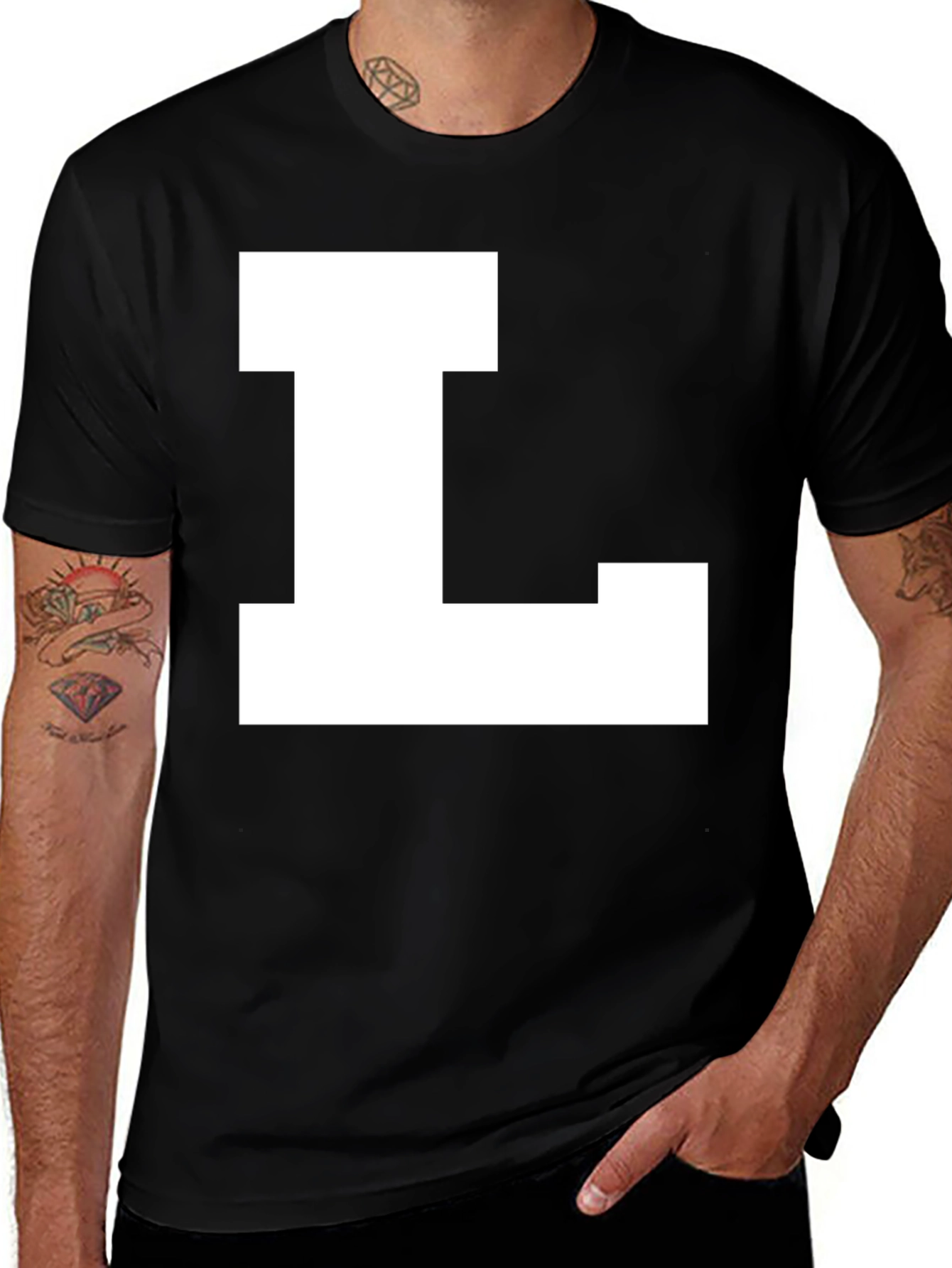 Bold Letter L Graphic Tee - Black