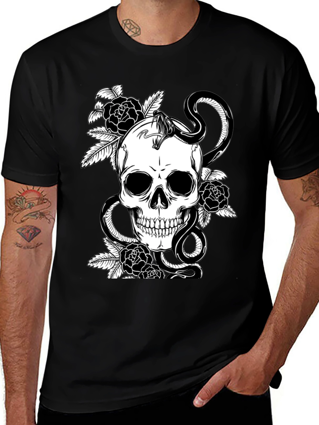 Skull & Snake Graphic Tee - Dark Aesthetic