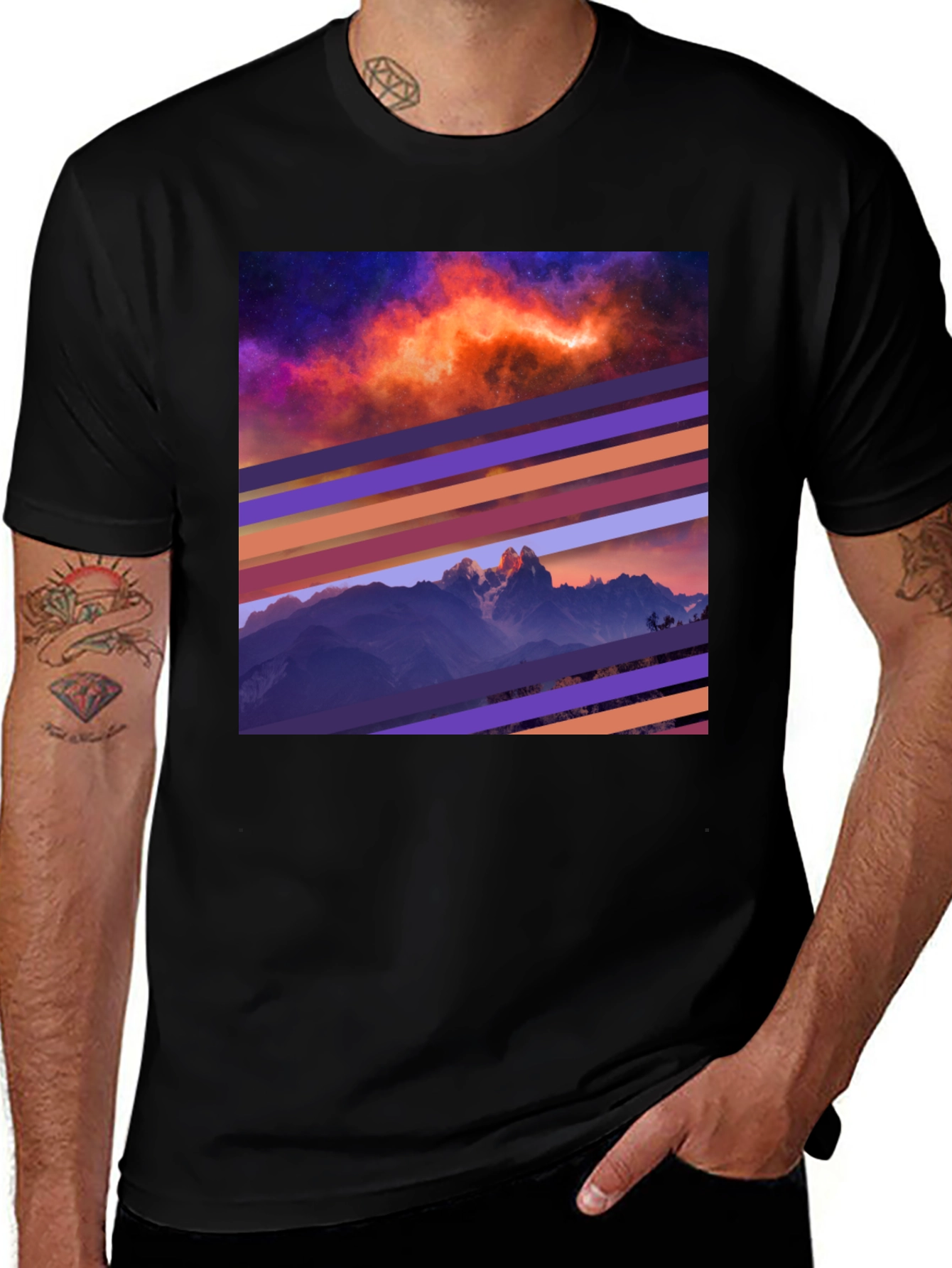 Variant 13 of Cosmic Mountain Tee - Abstract Graphic Print T-Shirt
