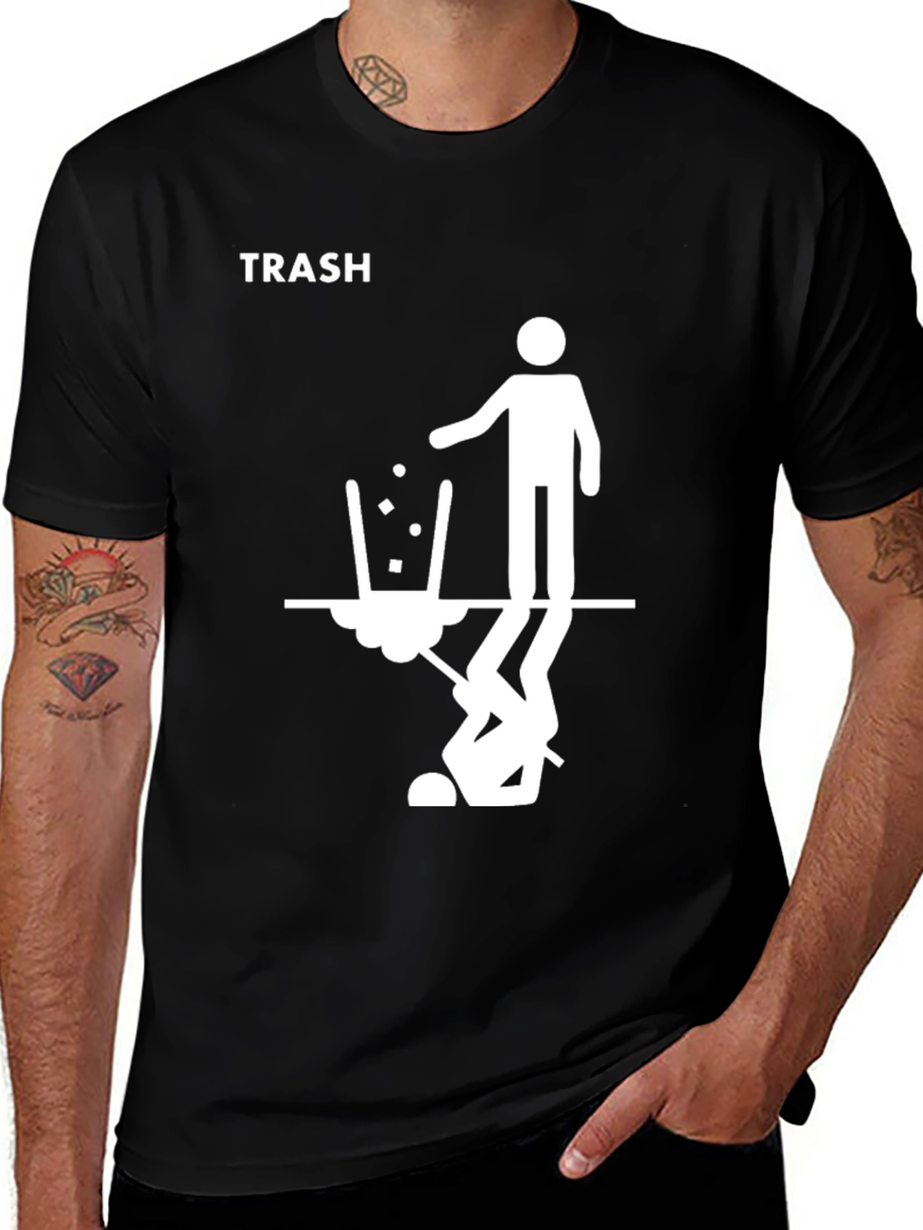 Variant 14 of Humorous "Trash" Graphic Tee - Black