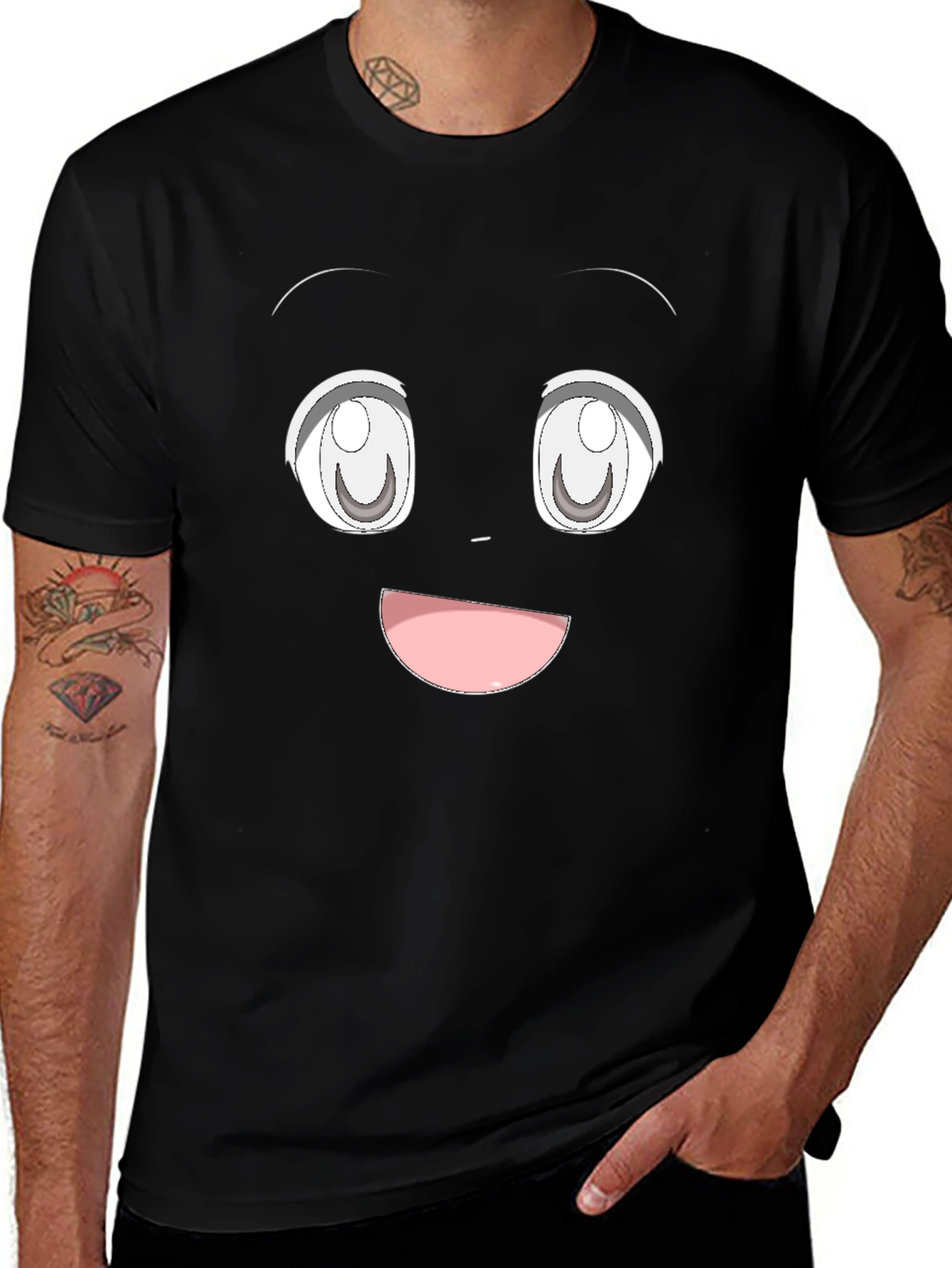 Variant 11 of Anime Face Black T-Shirt