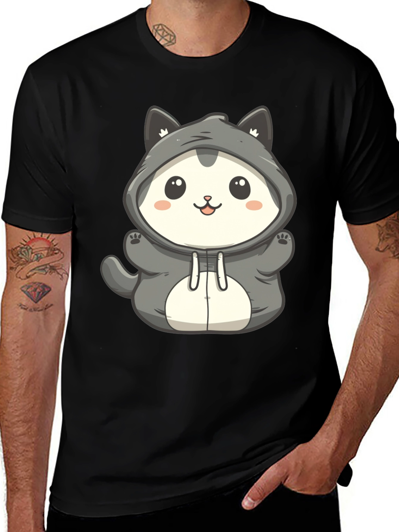 Variant 3 of Cute Cat Hoodie Graphic T-Shirt