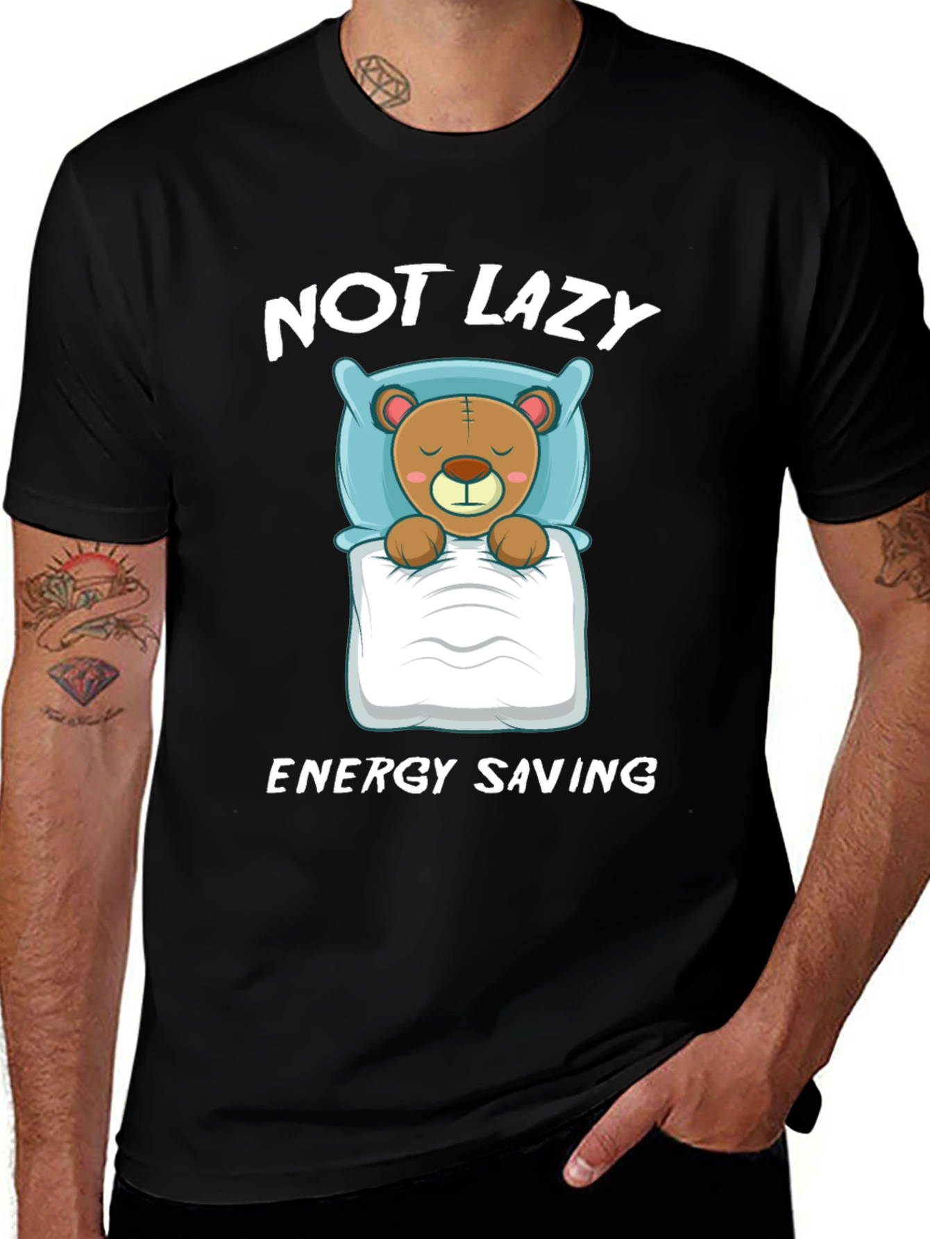 Variant 24 of Not Lazy Energy Saving Bear Graphic T-Shirt