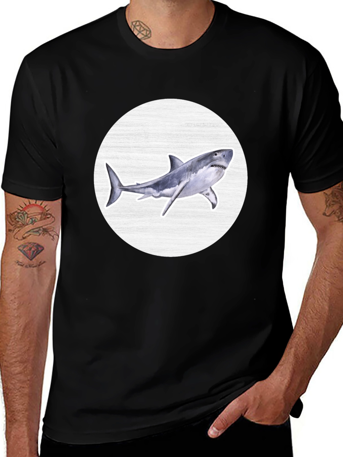 Variant 21 of Shark Graphic T-Shirt - Men's Black Tee