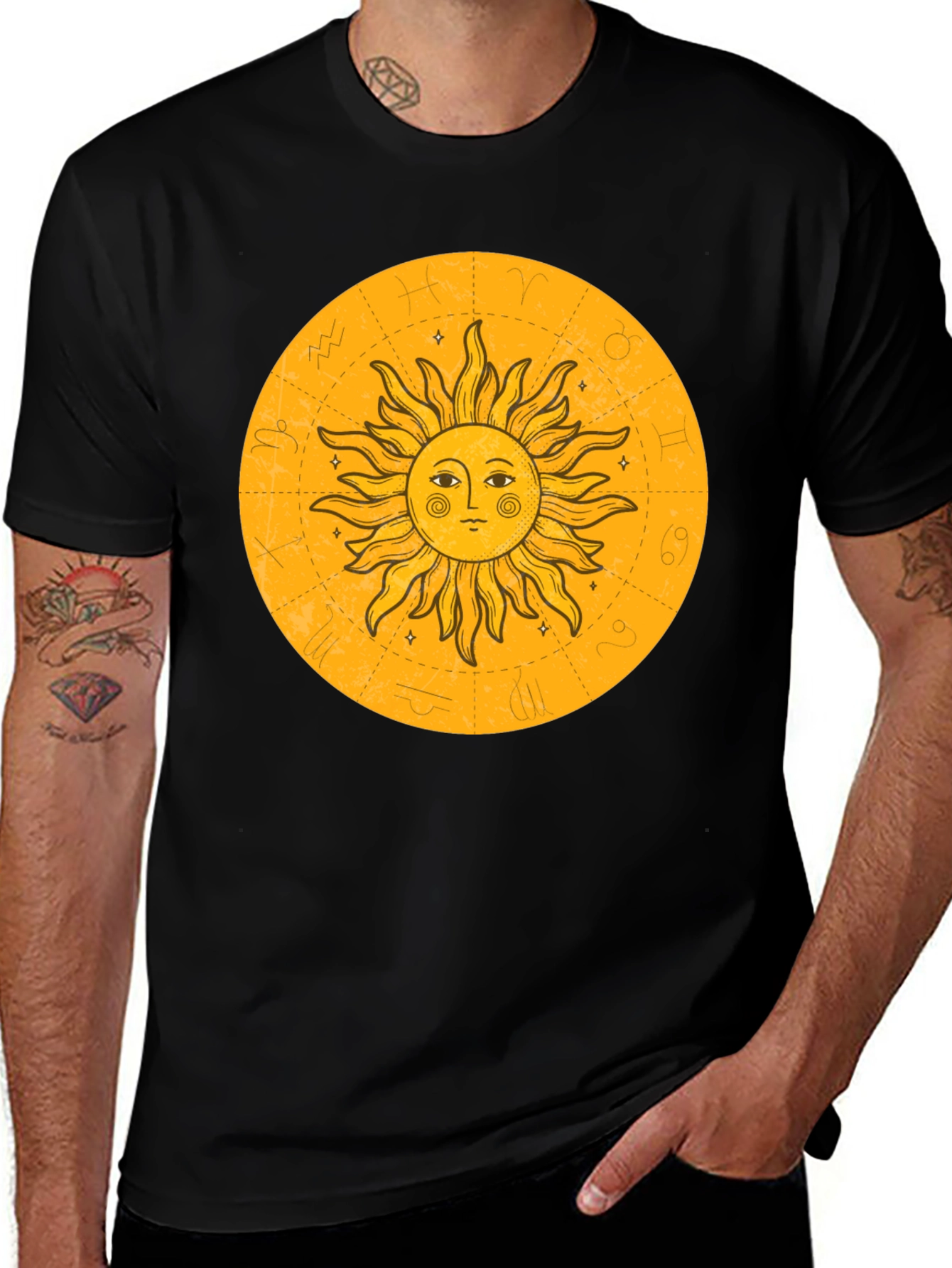 Variant 5 of Zodiac Sun Graphic Tee - Black Astrology T-Shirt