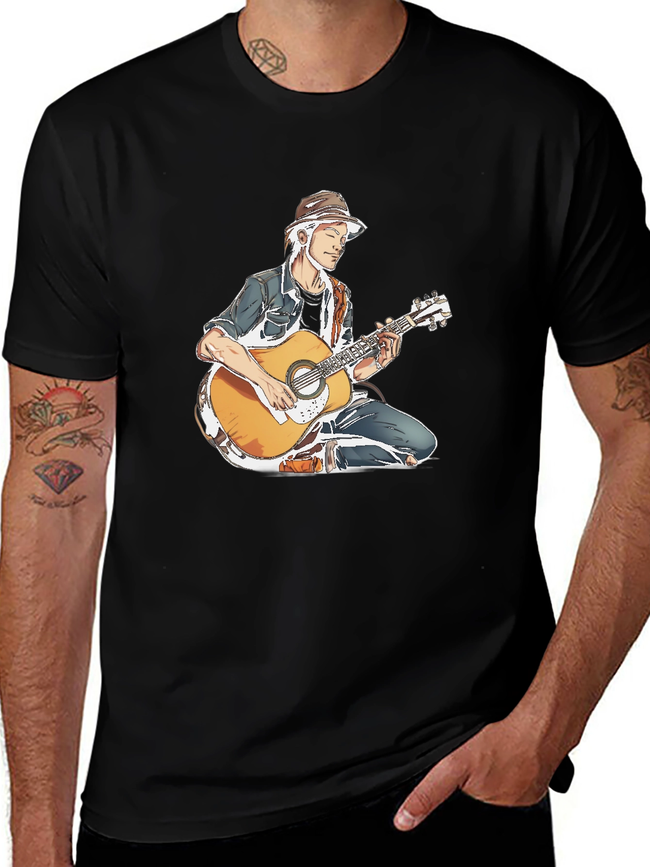 Variant 13 of Guitar Player Graphic Tee - Black