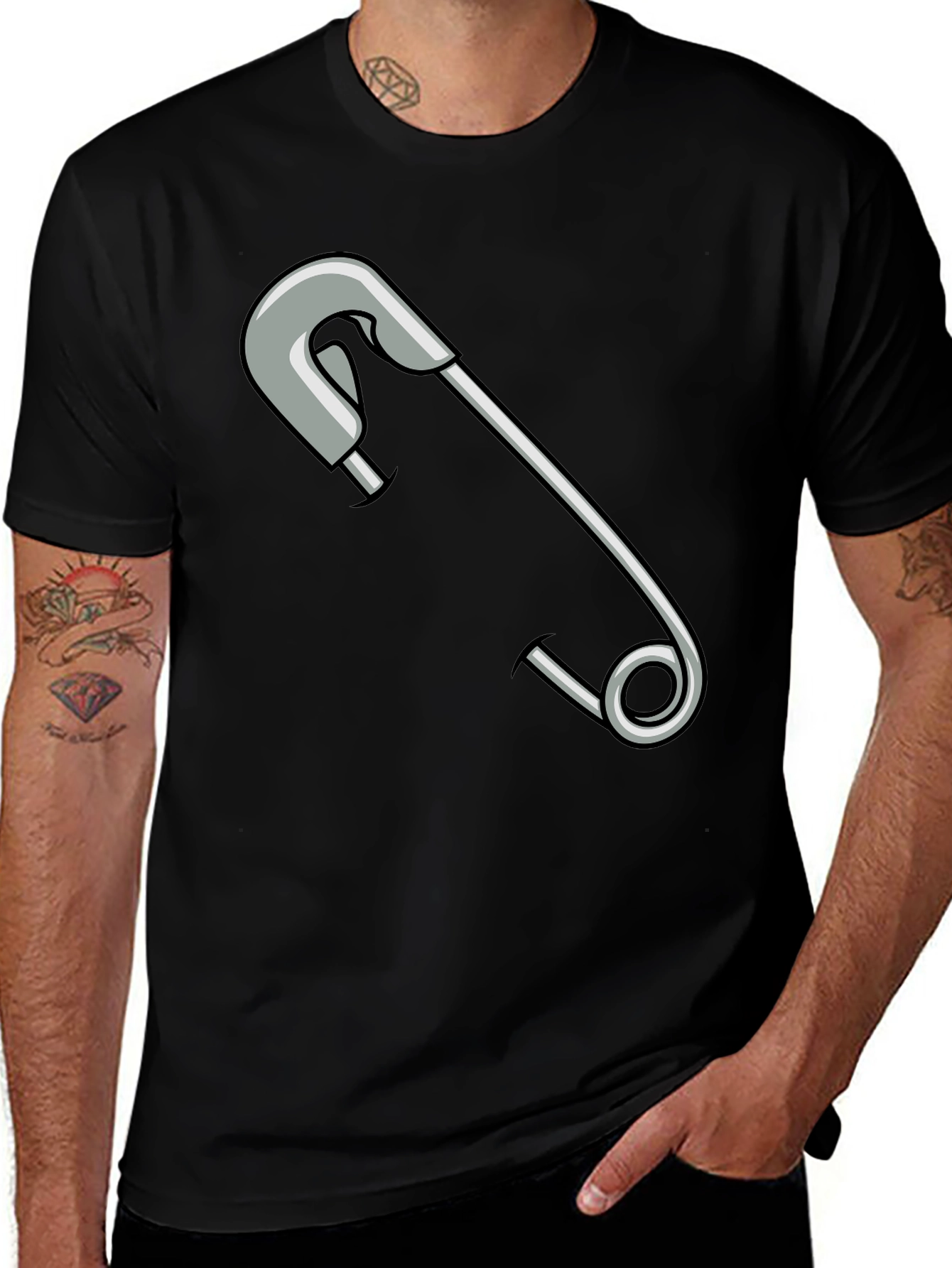 Variant 21 of Safety Pin Graphic T-Shirt - Unisex Casual Tee