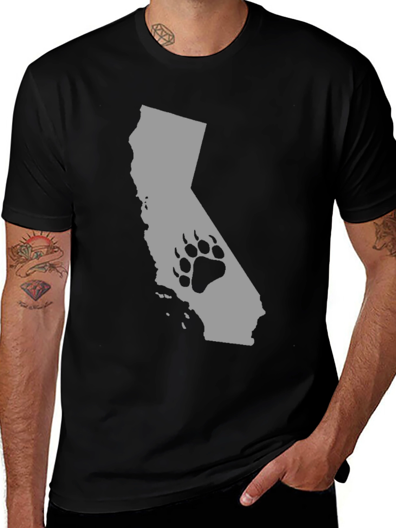 Variant 19 of California Bear Paw Print Graphic T-Shirt