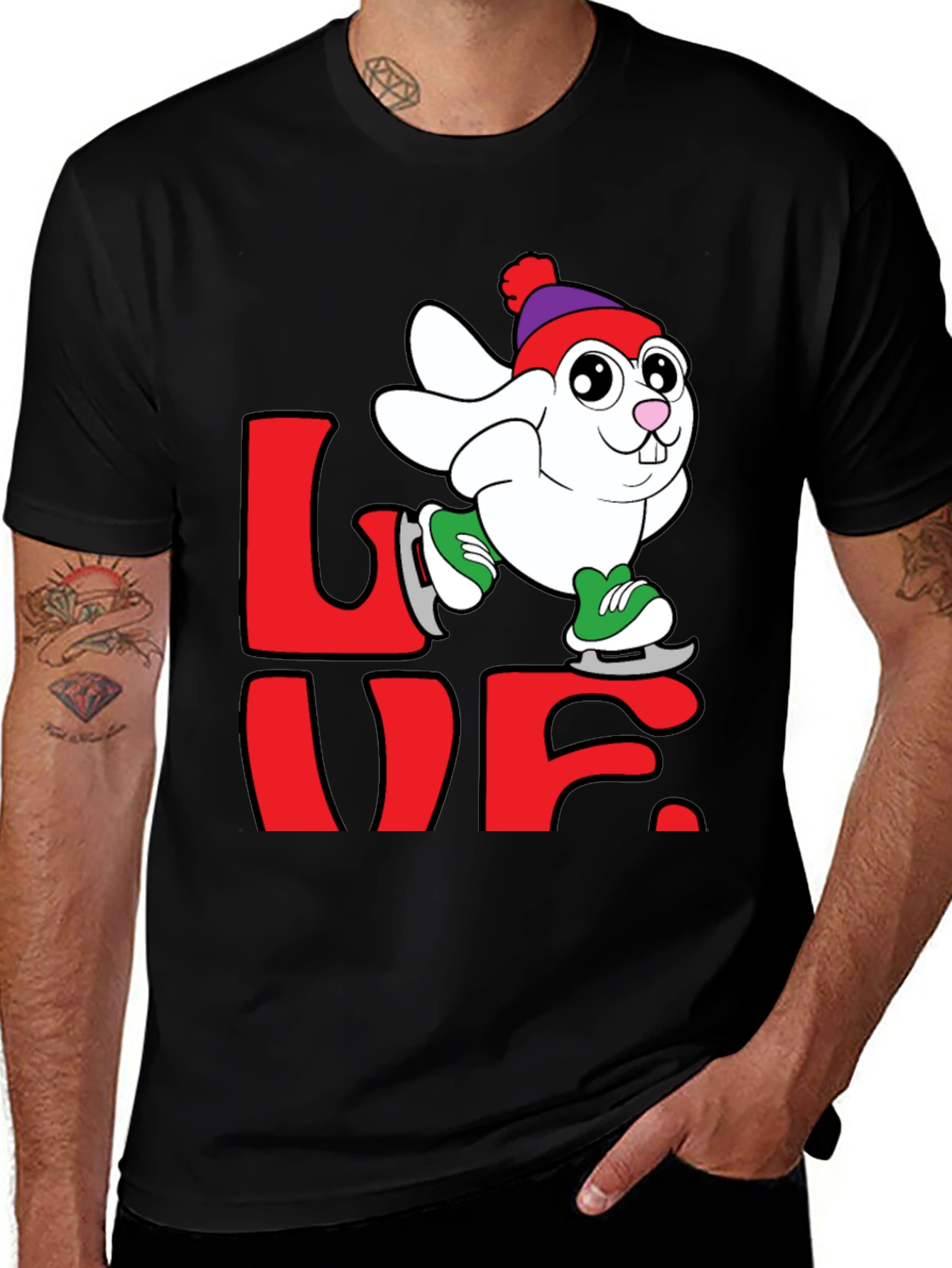 Variant 19 of Love Bunny Ice Skating Graphic Tee