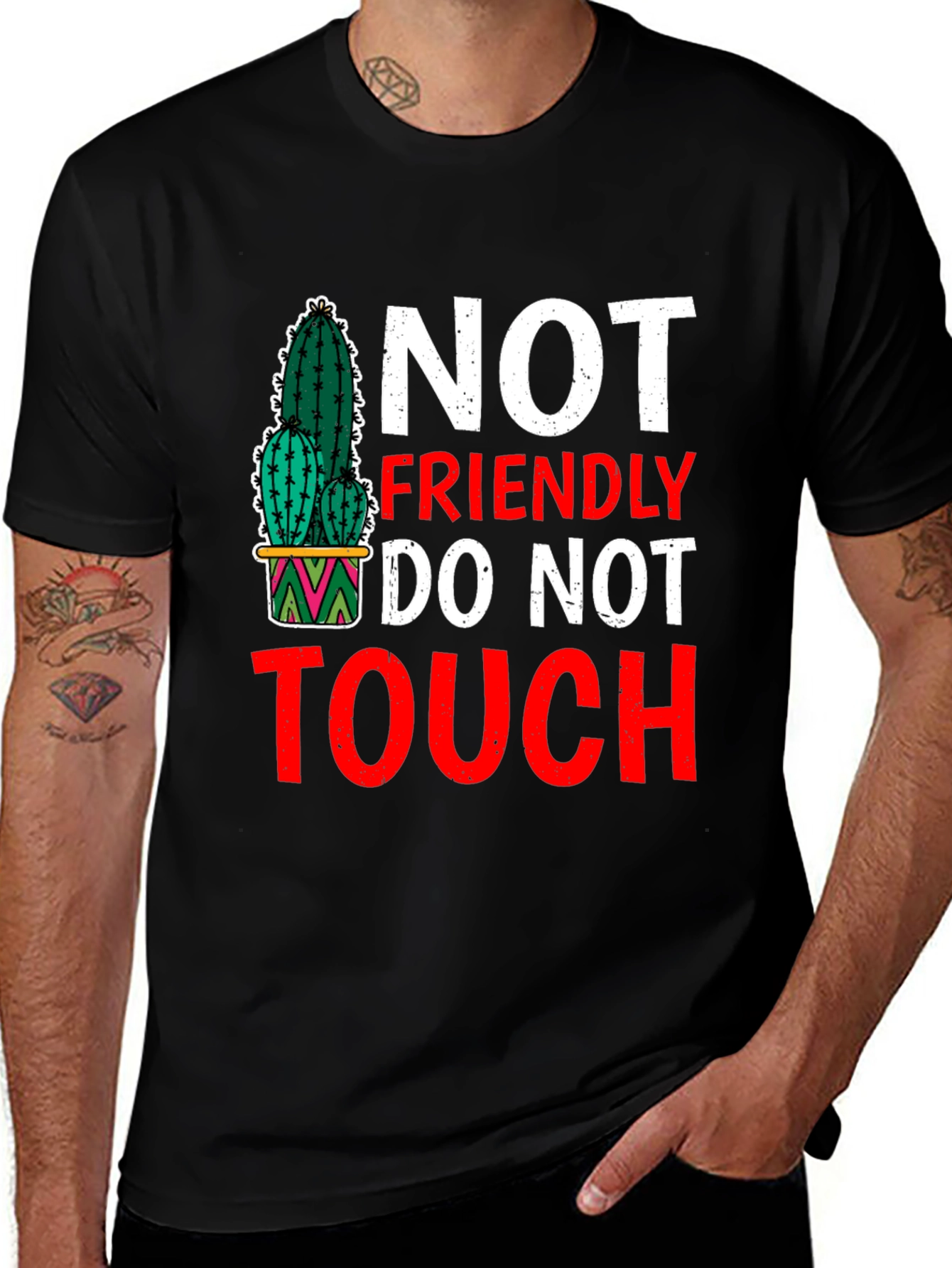 Variant 18 of Not Friendly Do Not Touch Cactus Graphic Tee
