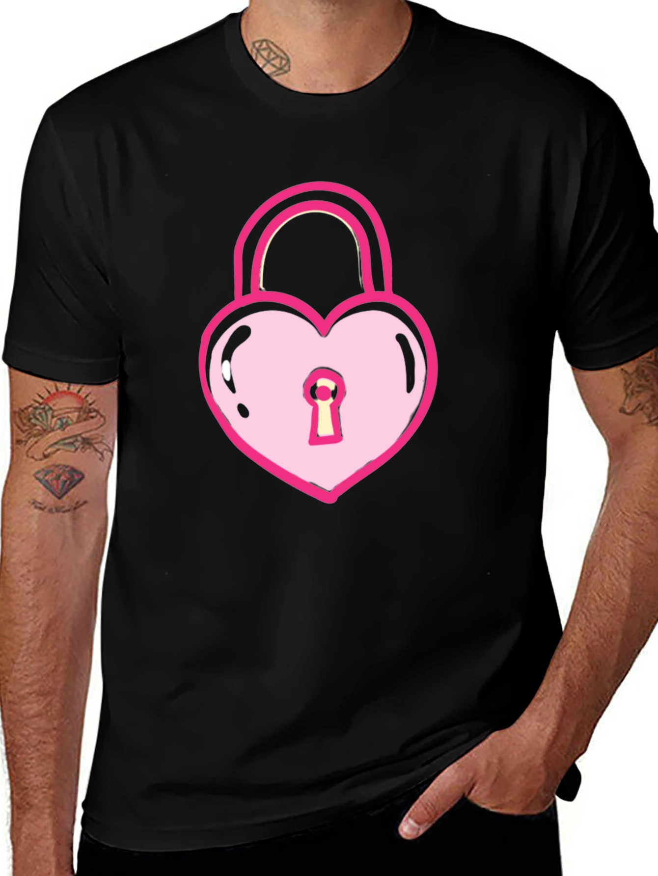 Variant 20 of Heart Lock T-Shirt - Sweet & Edgy Style