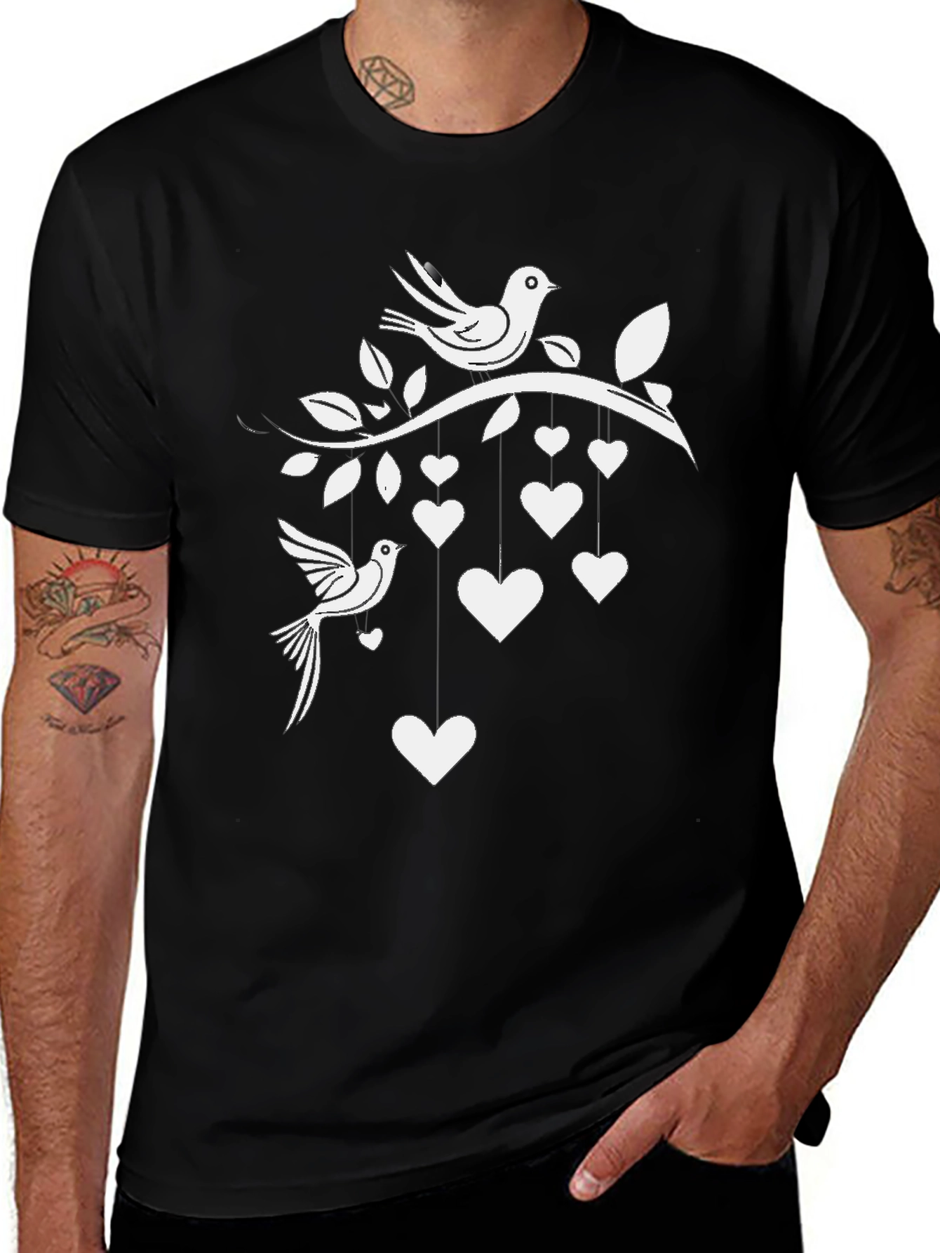 Variant 11 of Love Birds Graphic Tee - Black