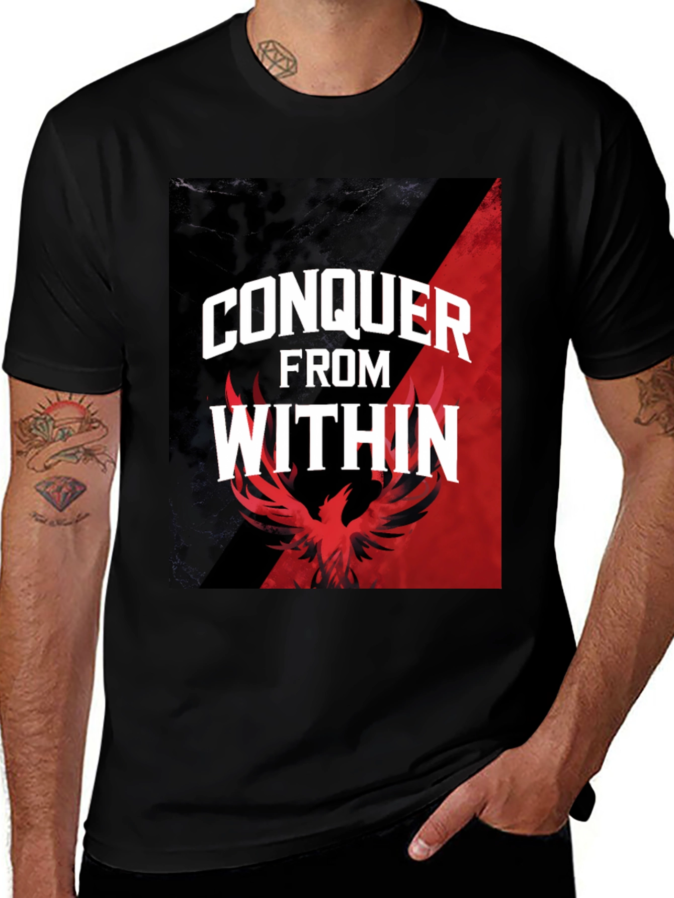 Variant 27 of Conquer From Within Graphic Tee - Phoenix Design