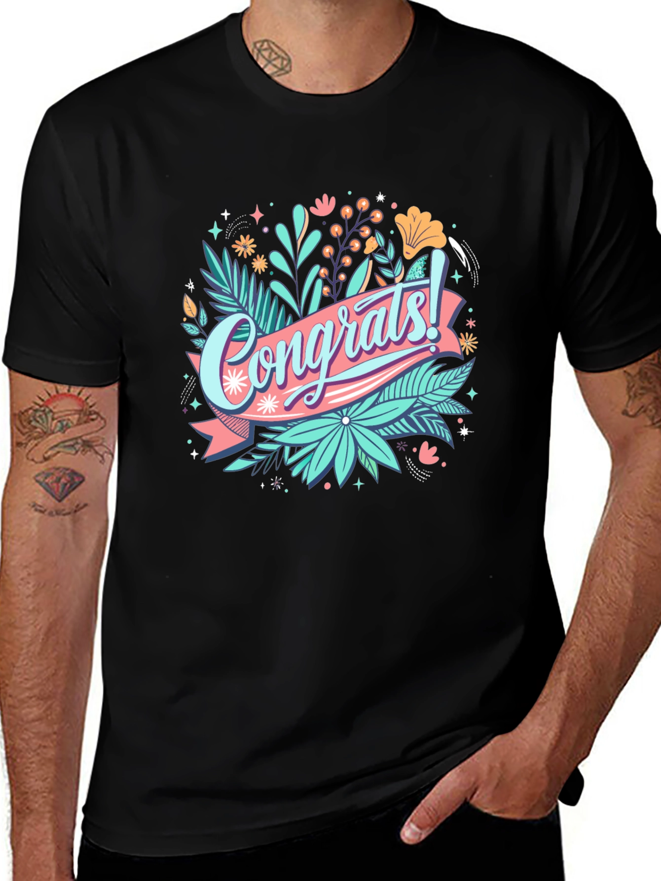 Variant 25 of Congrats! Graphic Print Black T-Shirt