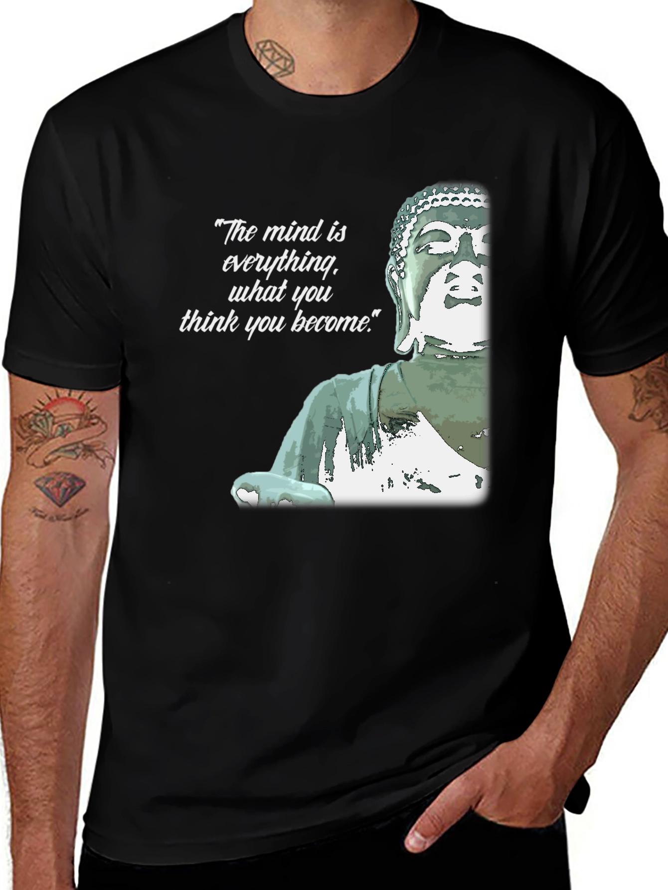 Buddha Quote Graphic Tee - "The Mind is Everything" Black T-Shirt