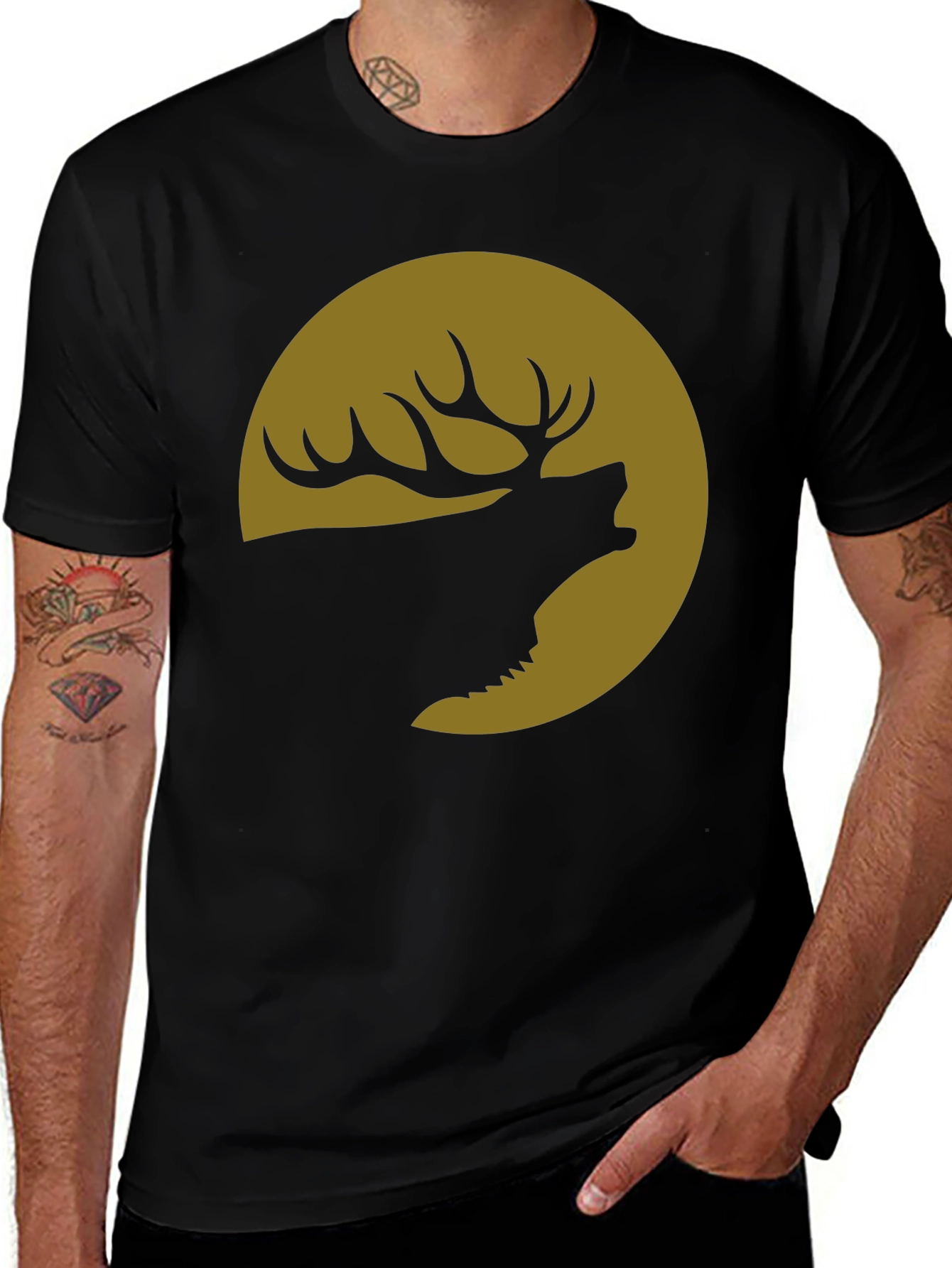 Variant 12 of Elk Silhouette Tee - Nature Inspired Graphic T-Shirt