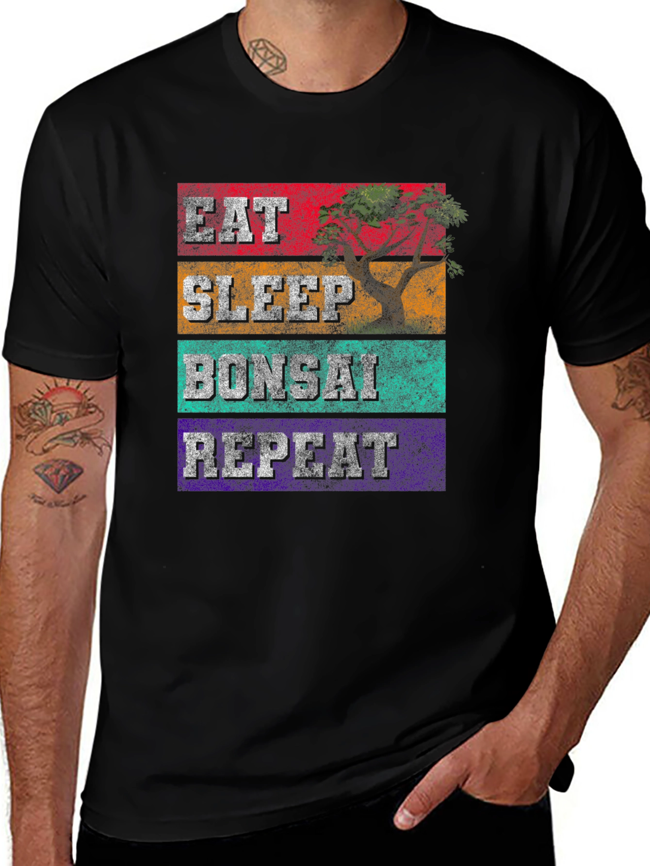 Variant 9 of Eat Sleep Bonsai Repeat Graphic Tee