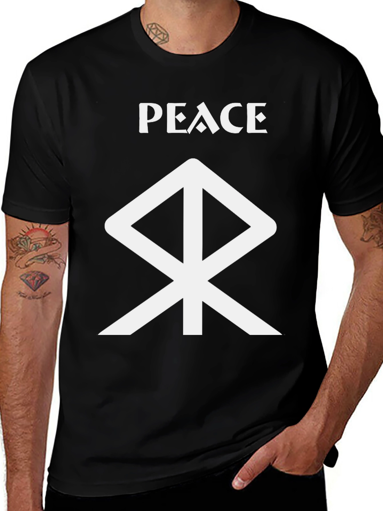 Variant 13 of Peace Symbol Graphic Tee - Black