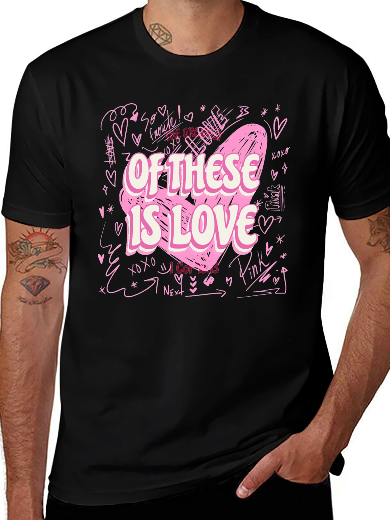 Variant 26 of Of These is Love Graphic Tee - Black Cotton Blend