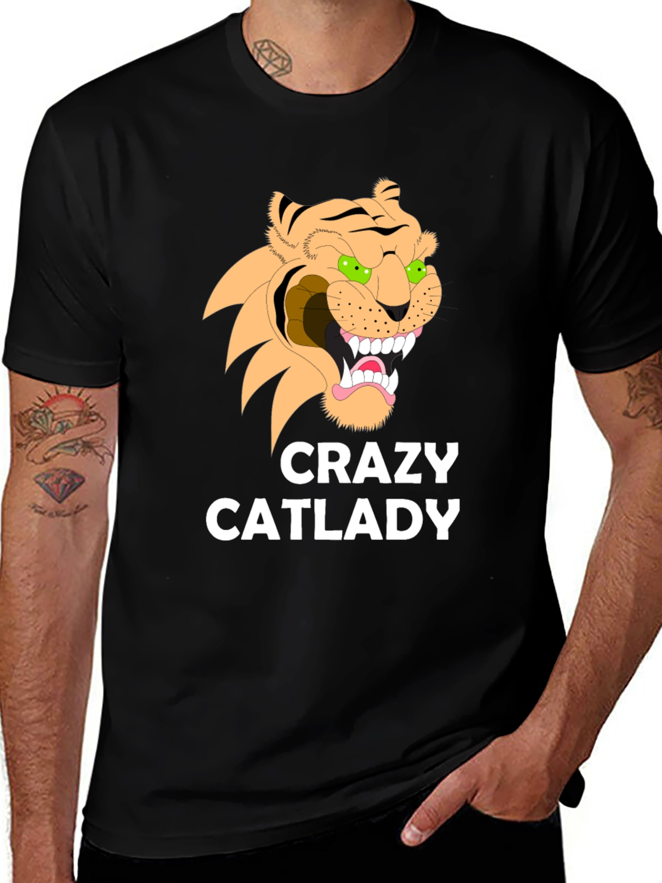 Variant 17 of Crazy Cat Lady Graphic Tee - Unisex Black T-Shirt