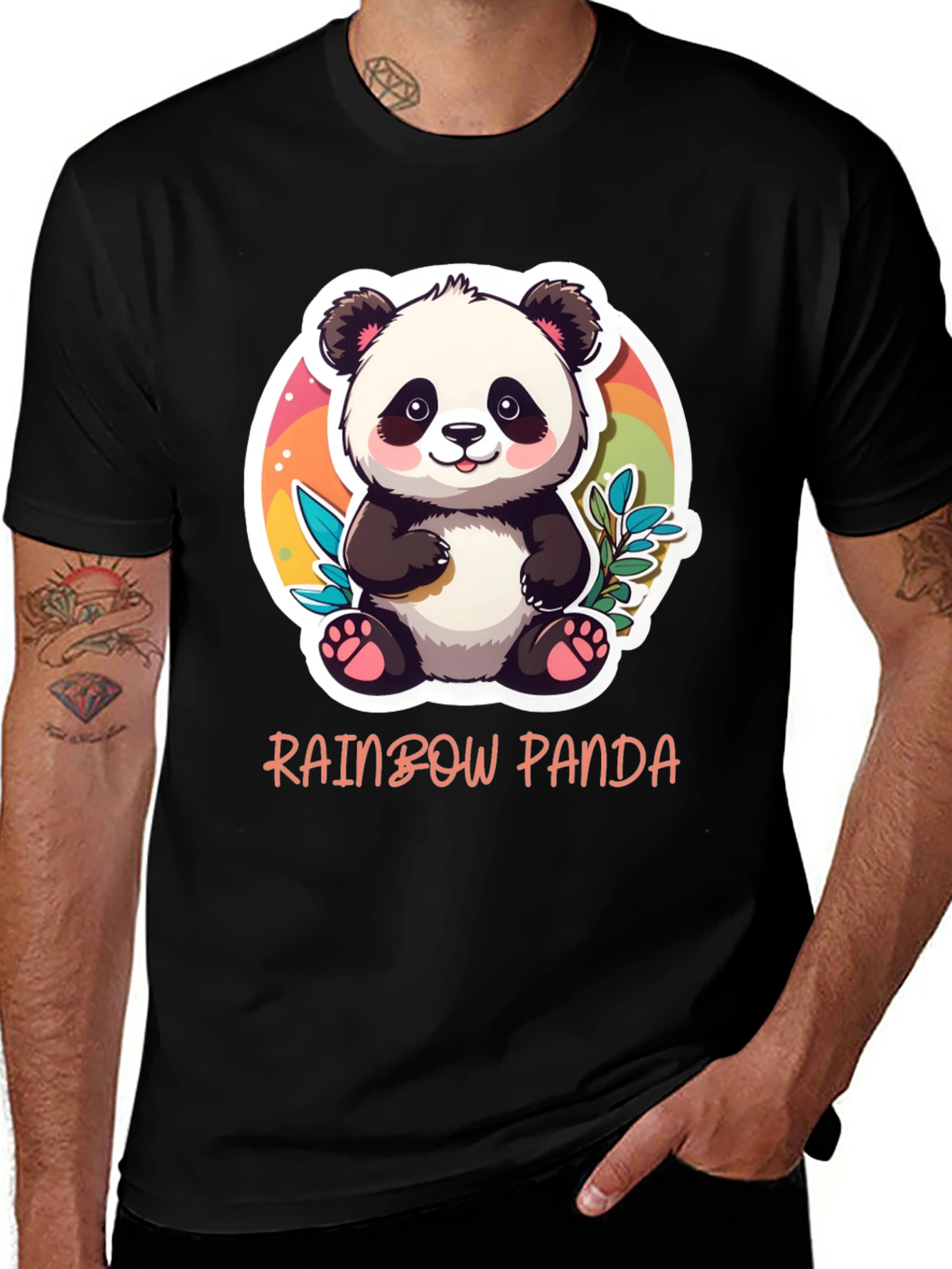 Variant 24 of Rainbow Panda Graphic Tee - Black
