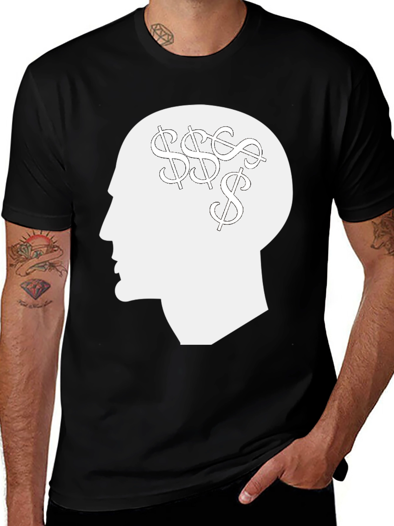 Variant 30 of Money Minded Tee - Black Graphic T-Shirt